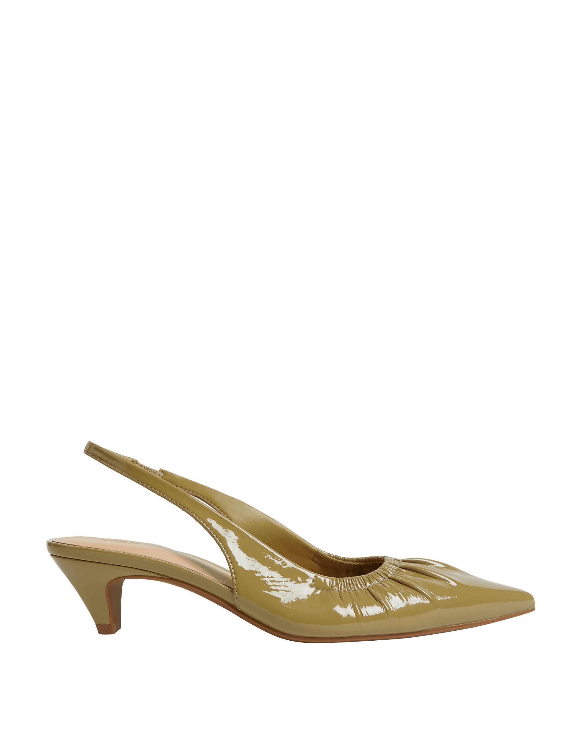 M&S Collection Women's Patent Ankle Strap Kitten Heels - 6 - Olive, Olive