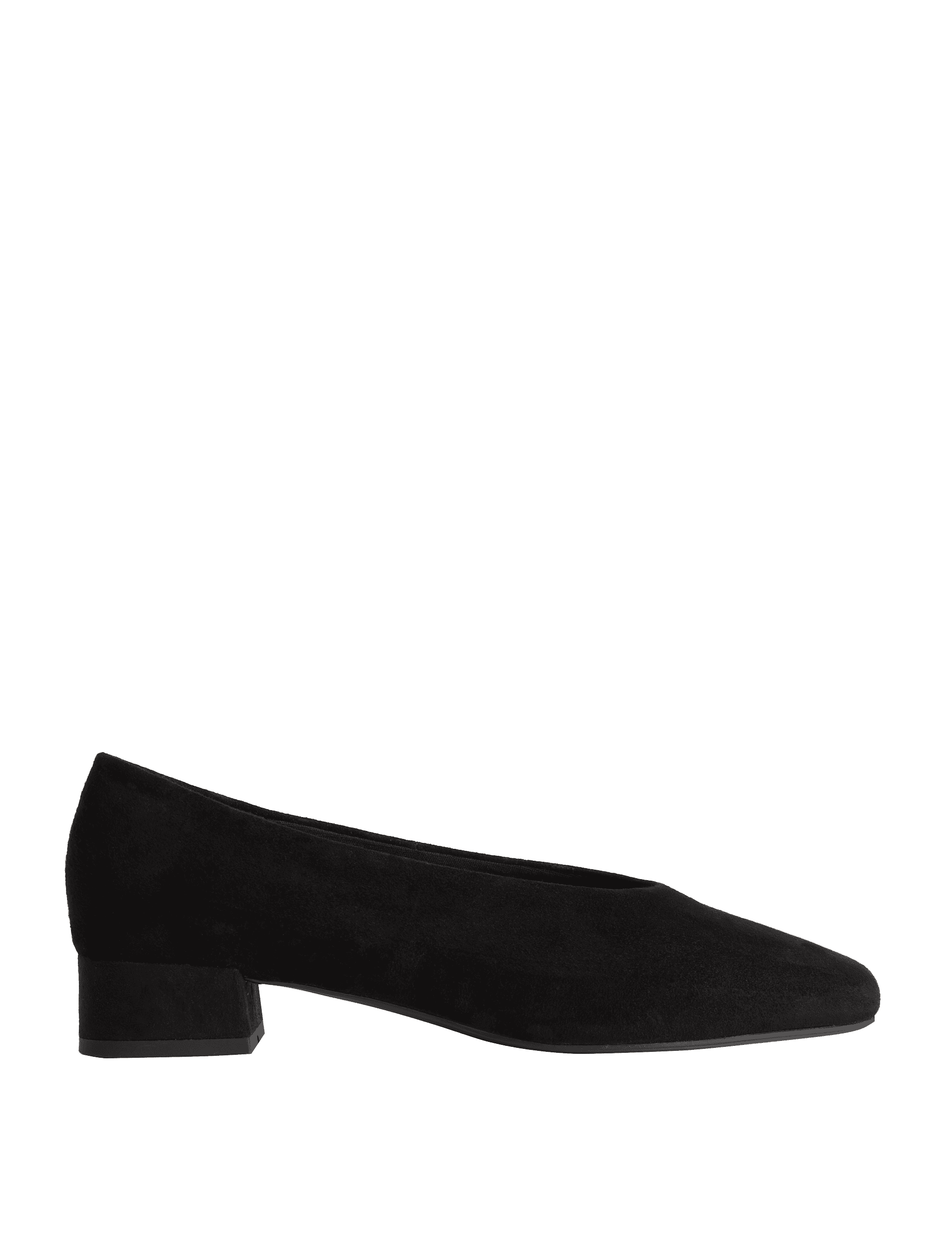 M&S Collection Women's Suede Block Heel Square Toe Court Shoes - 6 - Black, Camel,Black