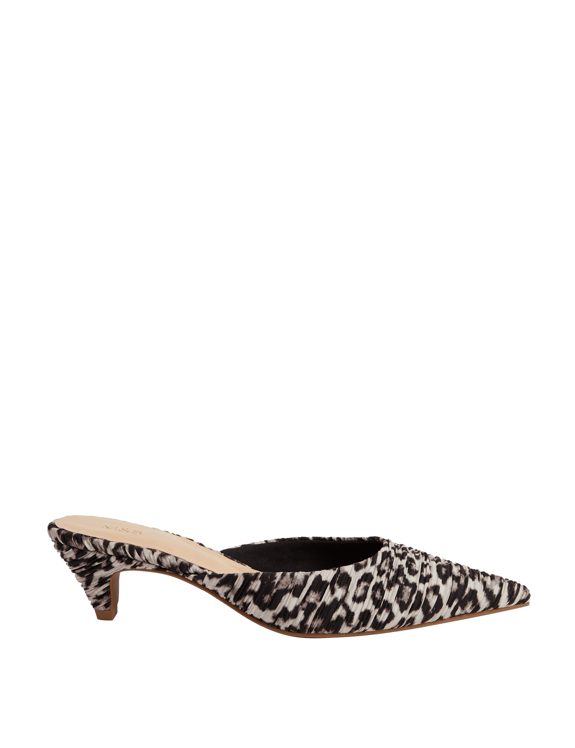 M&S Collection Women's Leopard Print Slip On Kitten Heel Mules - 6 - Brown Mix, Brown Mix