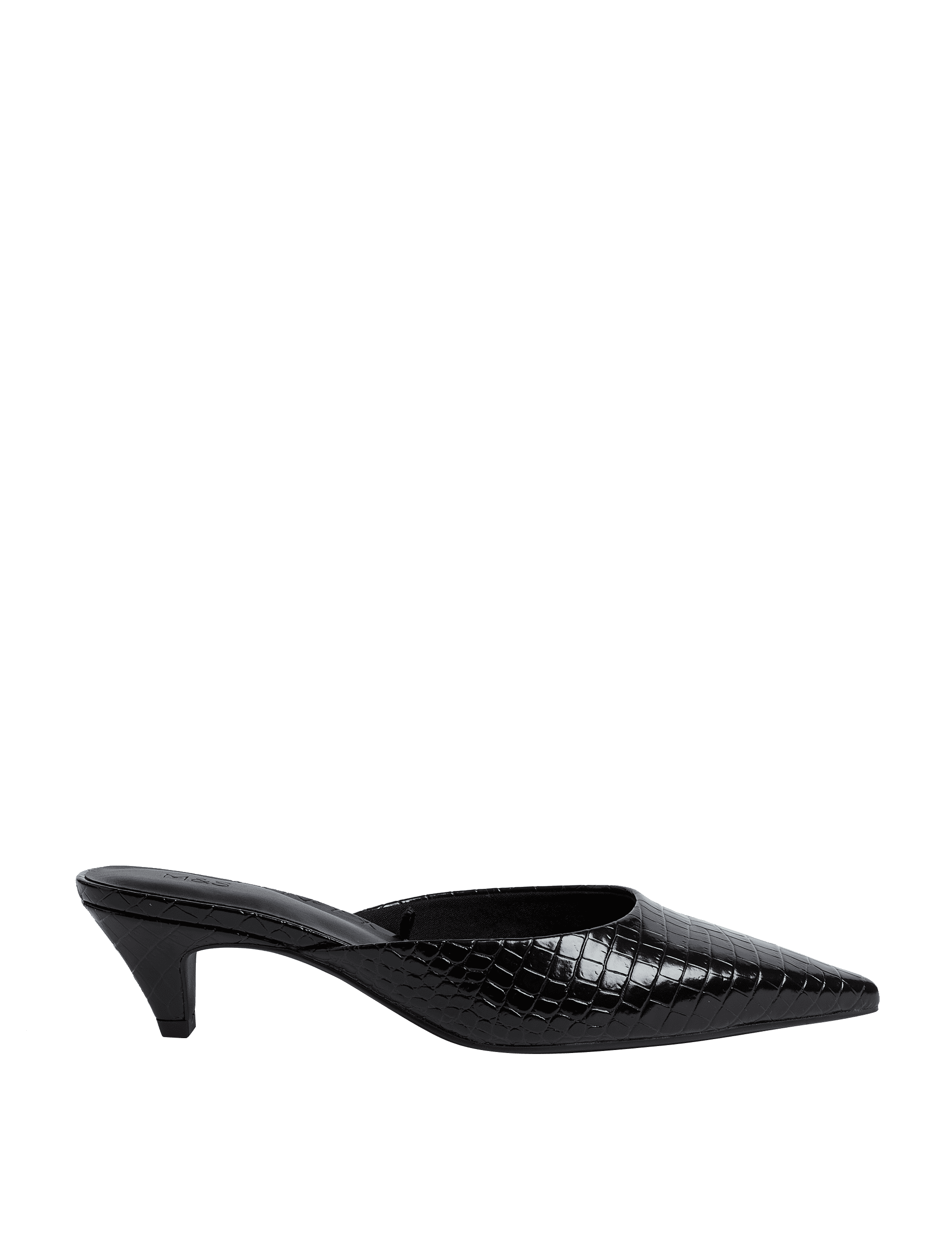 M&S Collection Women's Croc Kitten Heel Mules - 6 - Black Mix, Black Mix