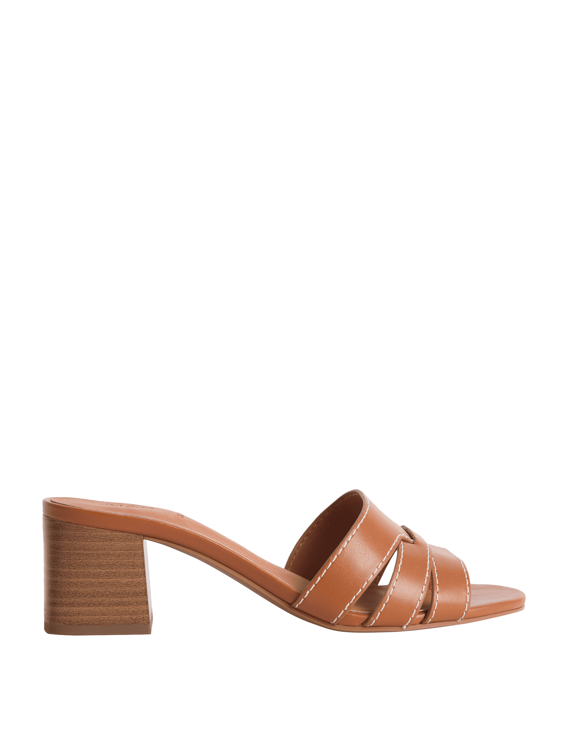 M&S Collection Women's Wide Fit Block Heel Mules - 4 - Tan, Soft White,Tan