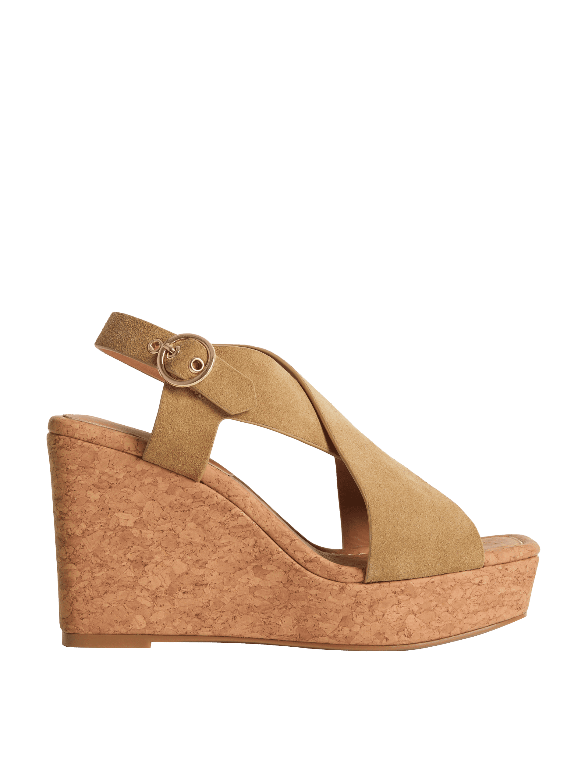 M&S Collection Women's Suede Crossover Wedge Sandals - 6 - Taupe, Taupe