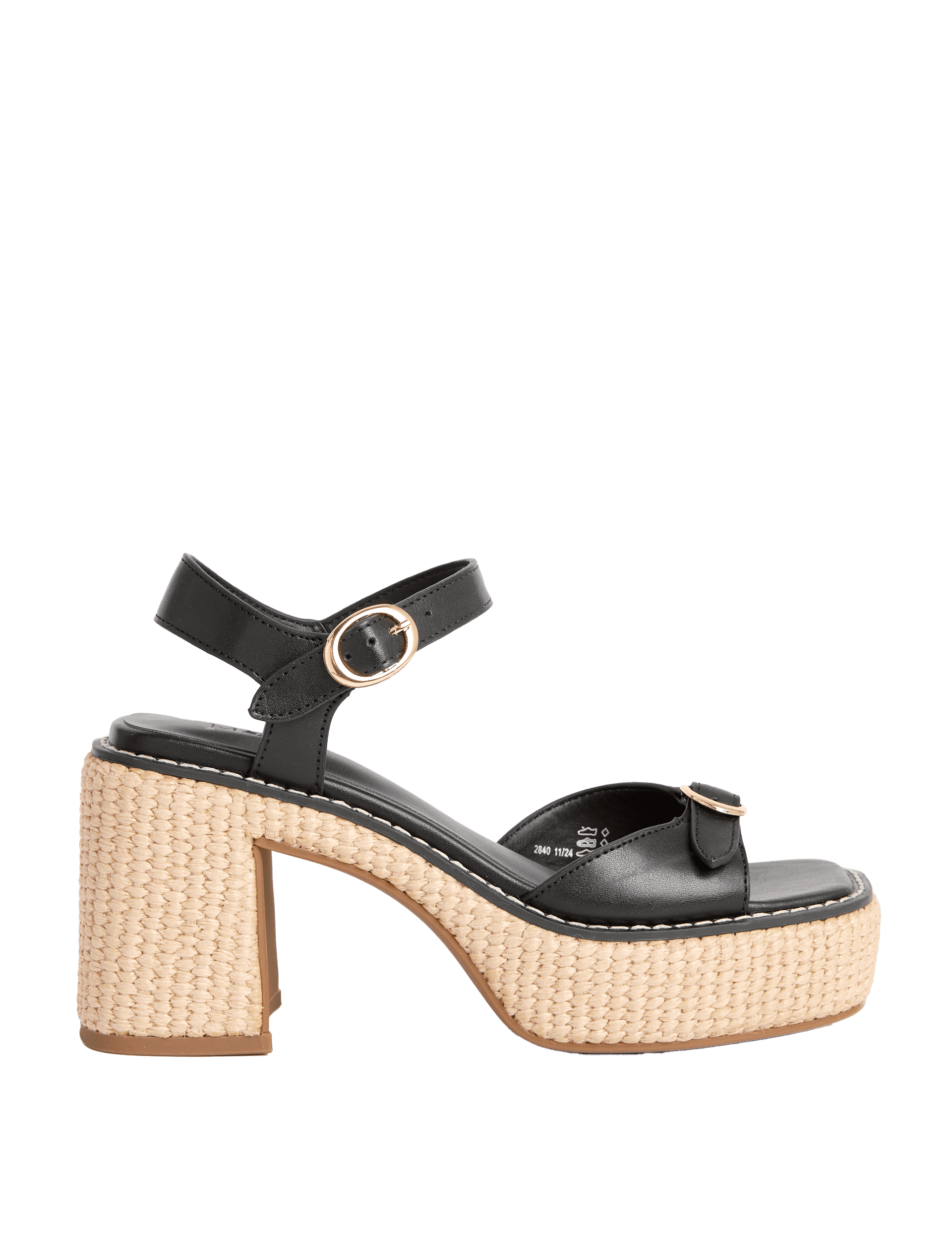 M&S Collection Women's Buckle Platform Sandals - 6 - Black, Black