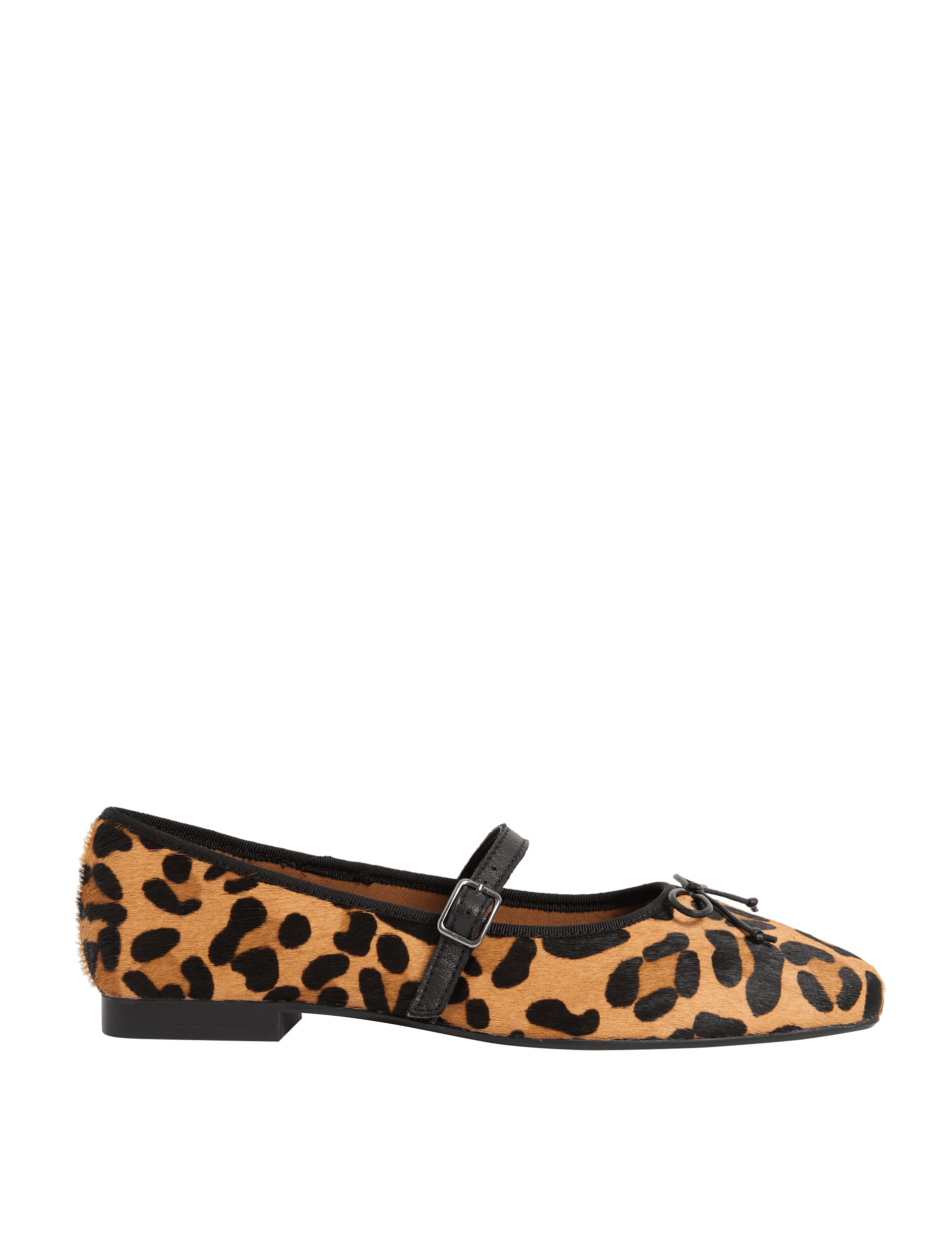 M&S Collection Women's Leather Leopard Print Chisel Toe Ballet Pumps - 6 - Brown Mix, Brown Mix