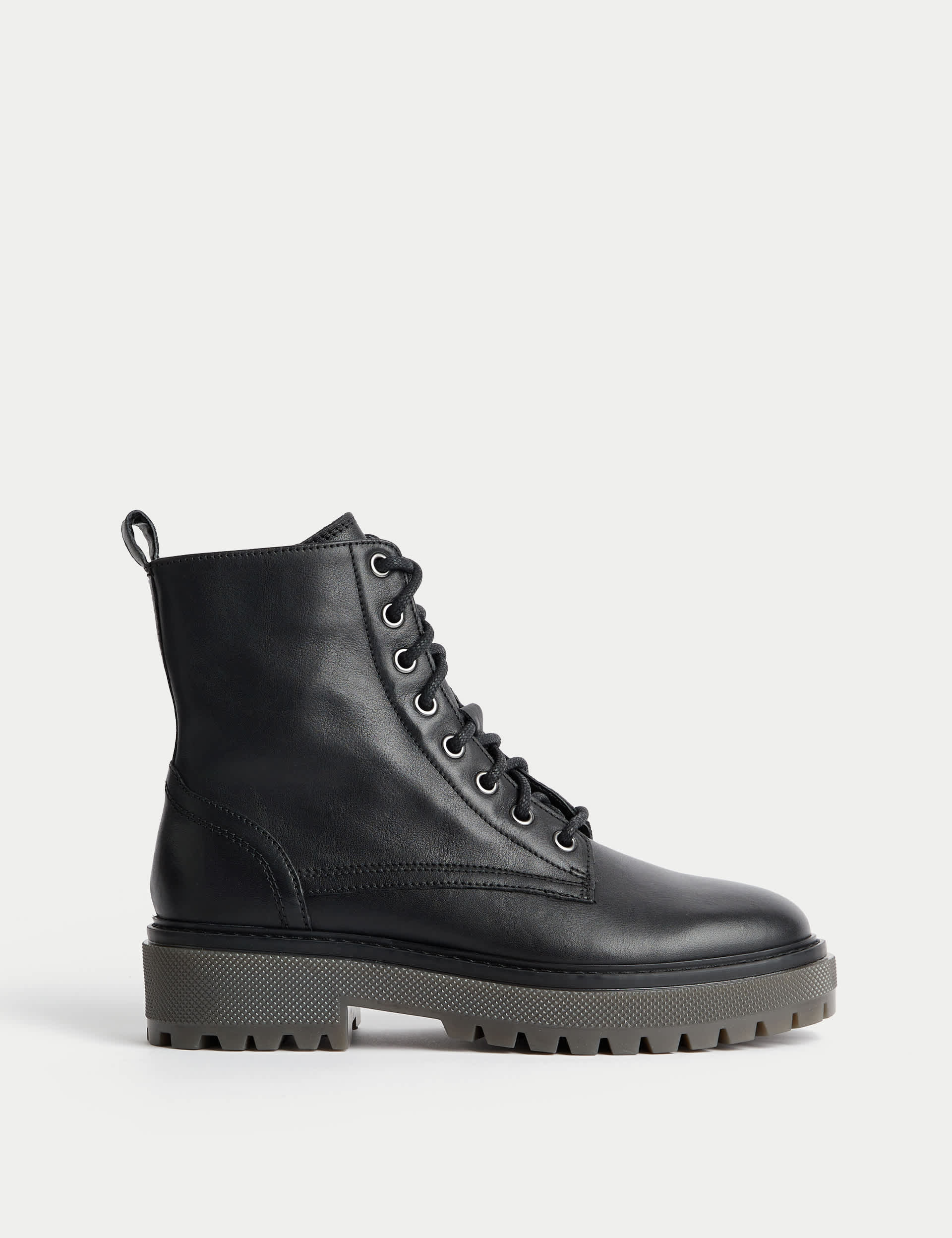 M&S Women's Leather Lace Up Flatform Boots