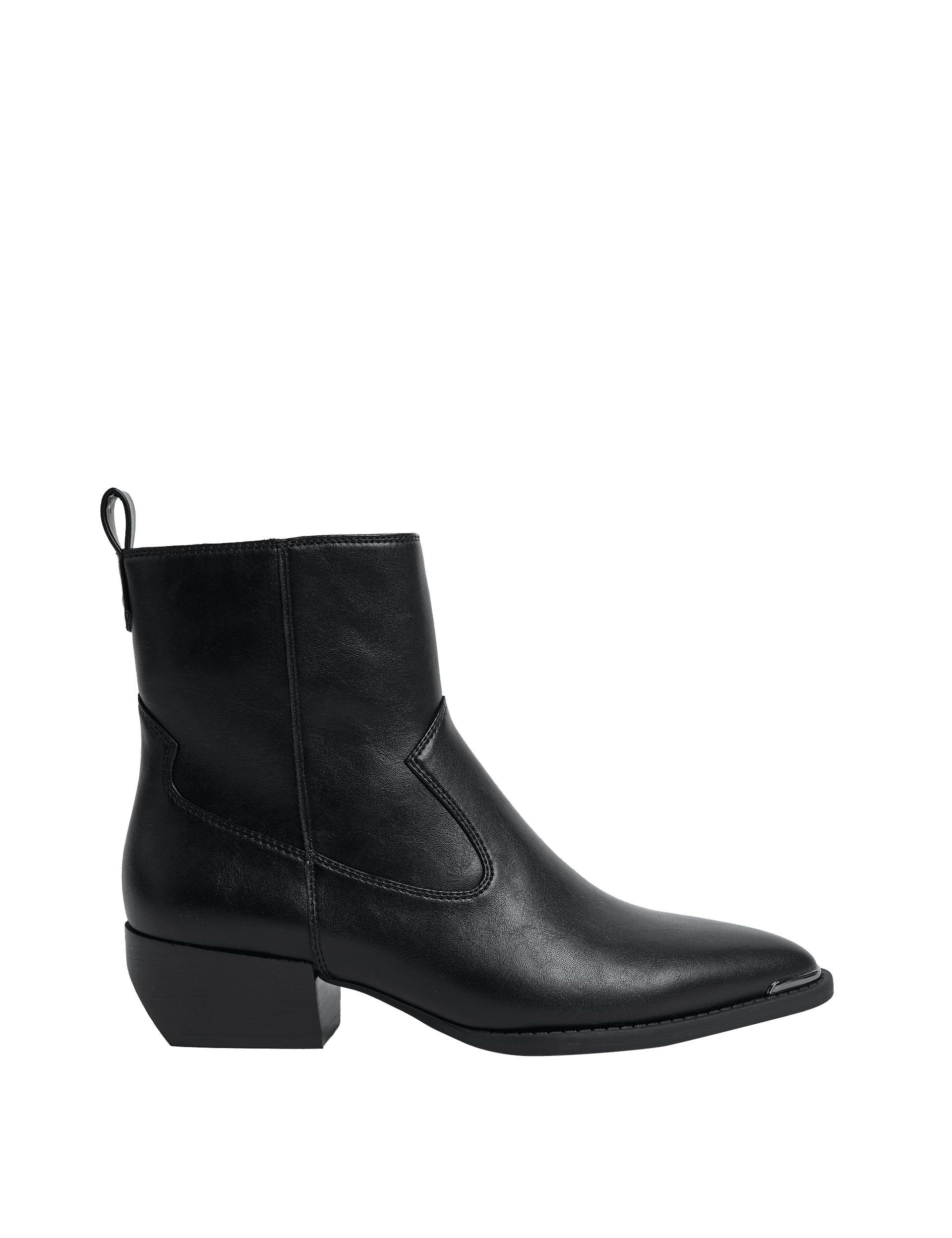 M&S Collection Women's Cowboy Block Heel Ankle Boots - 6 - Black, Black