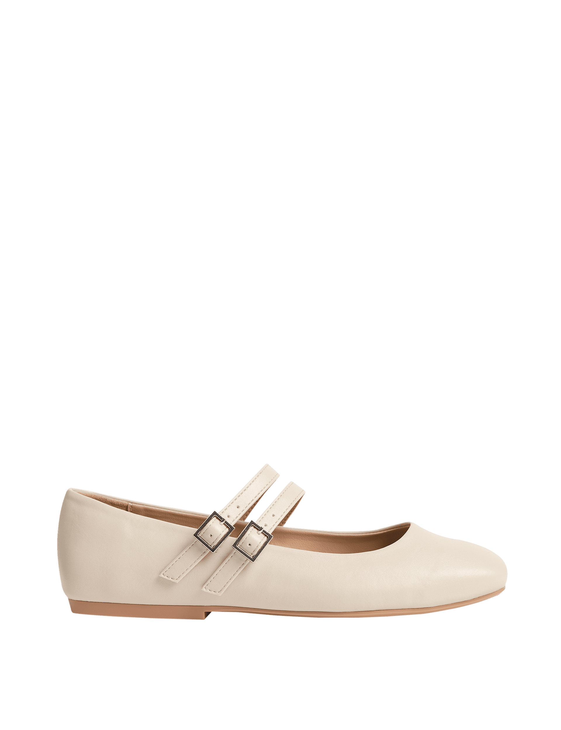 M&S Collection Women's Buckle Flat Ballet Pumps - 6 - Cream, Black,Cream,Pistachio