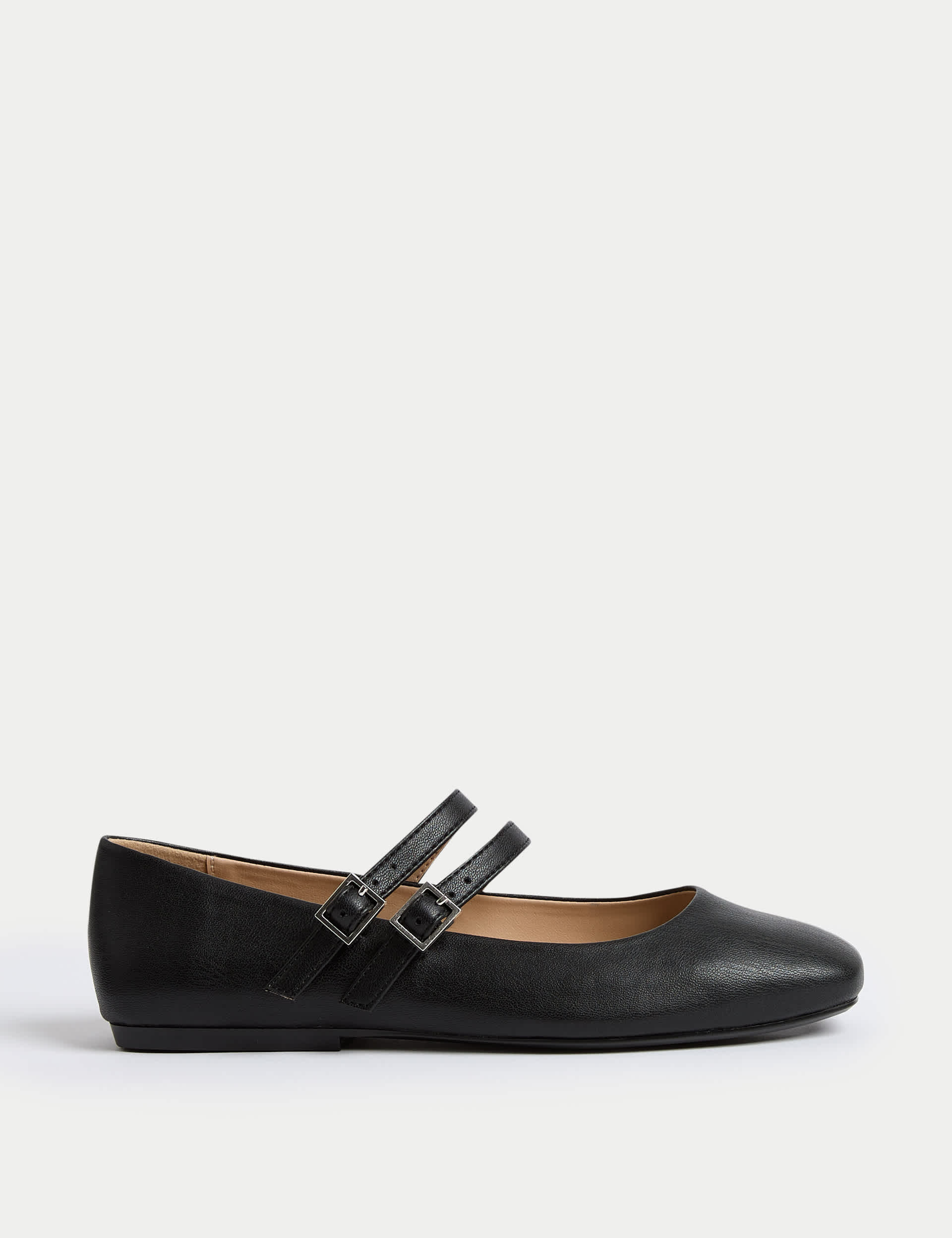 M&S Collection Women's Buckle Flat Ballet Pumps - 6 - Black, Pistachio,Cream,Black