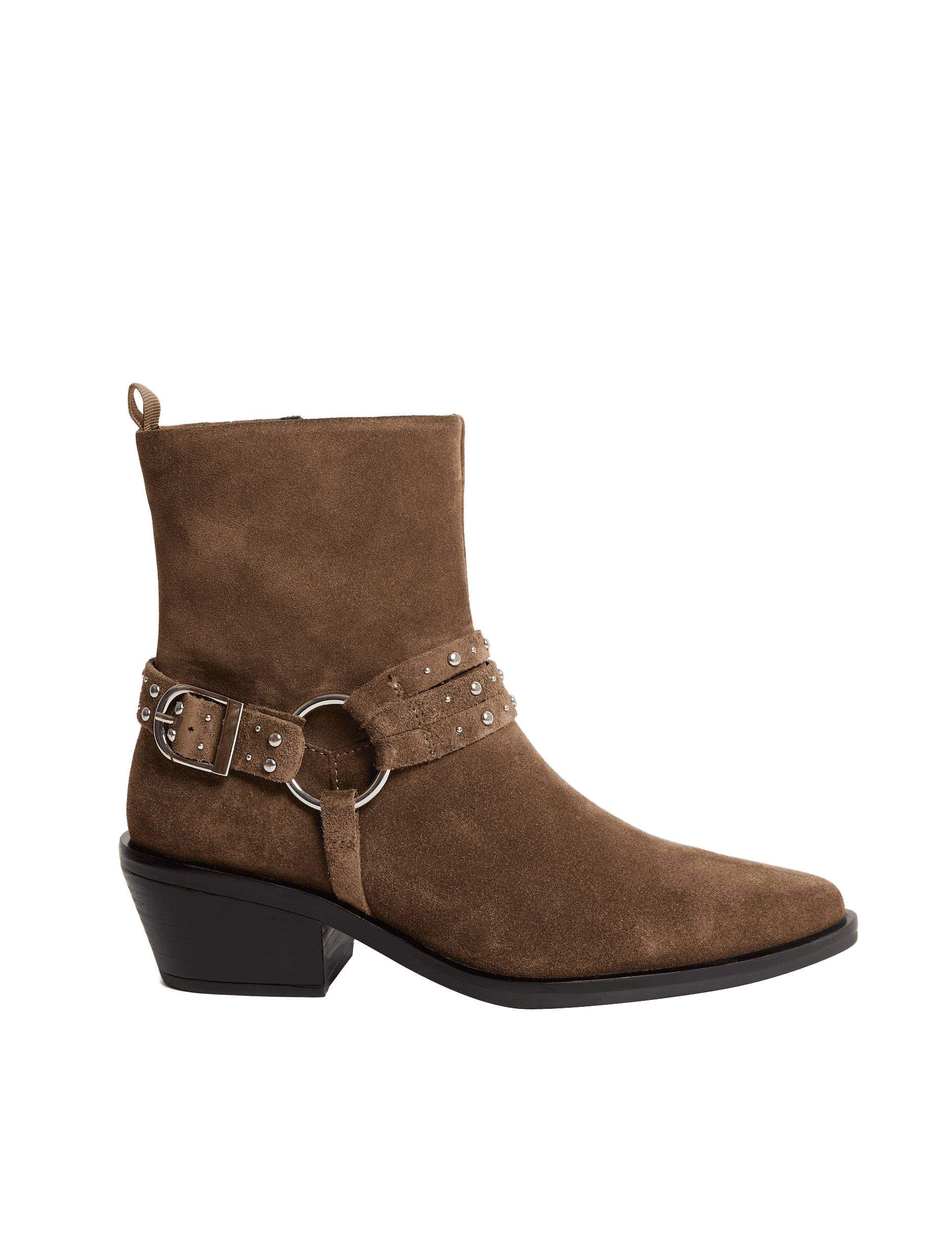 M&S Collection Women's Suede Studded Block Heel Ankle Boots - 6 - Taupe, Taupe