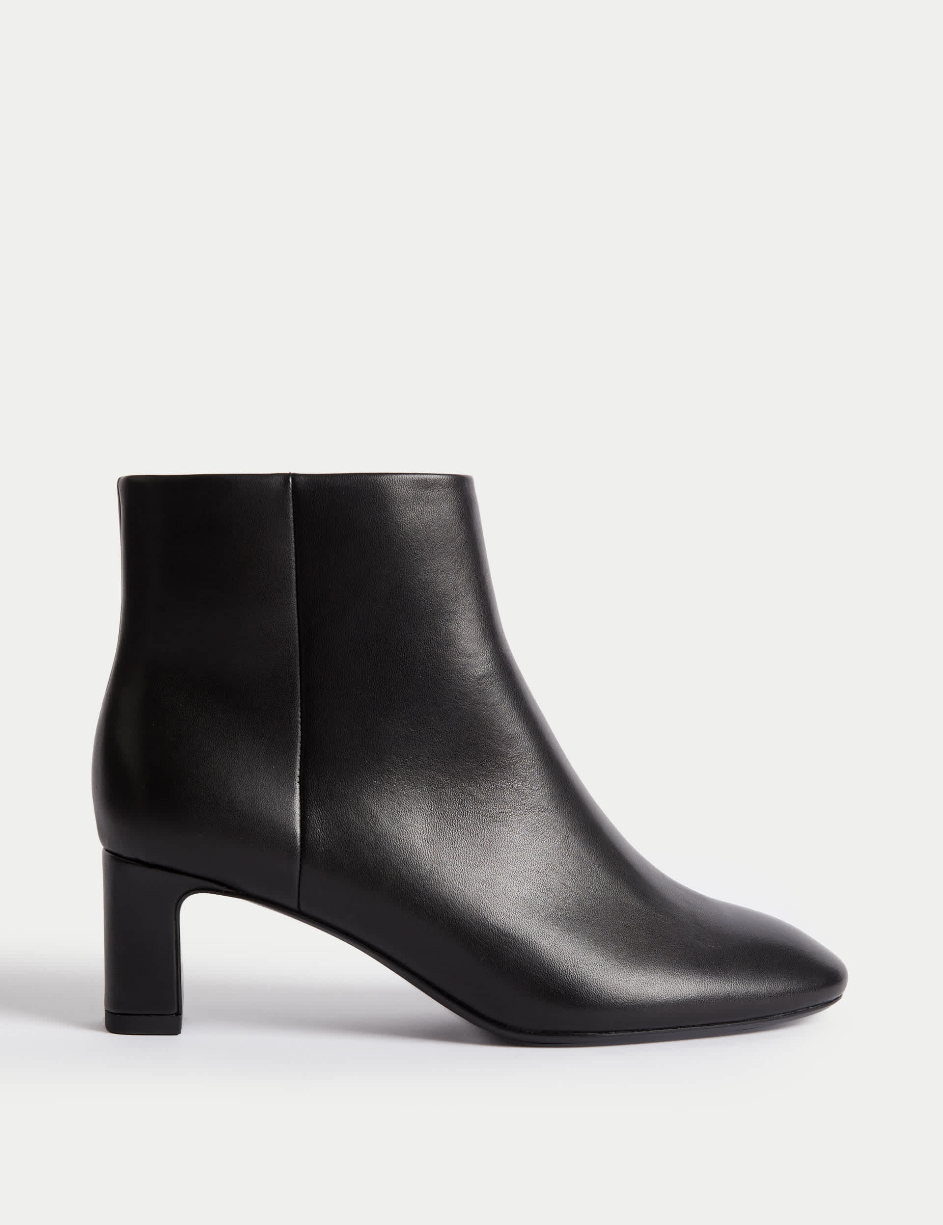 M&S Women's Wide Fit Leather Block Heel Ankle Boots