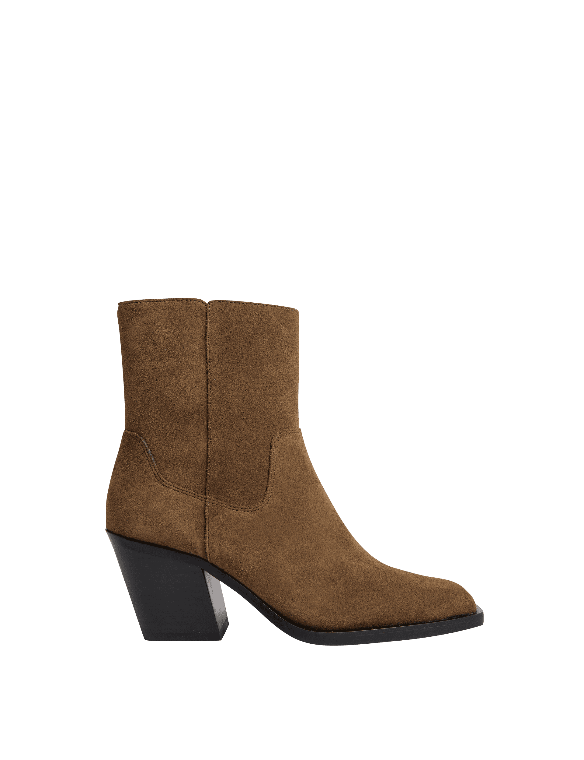 M&S Collection Women's Suede Cowboy Chisel Toe Ankle Boots - 6 - Mink, Mink