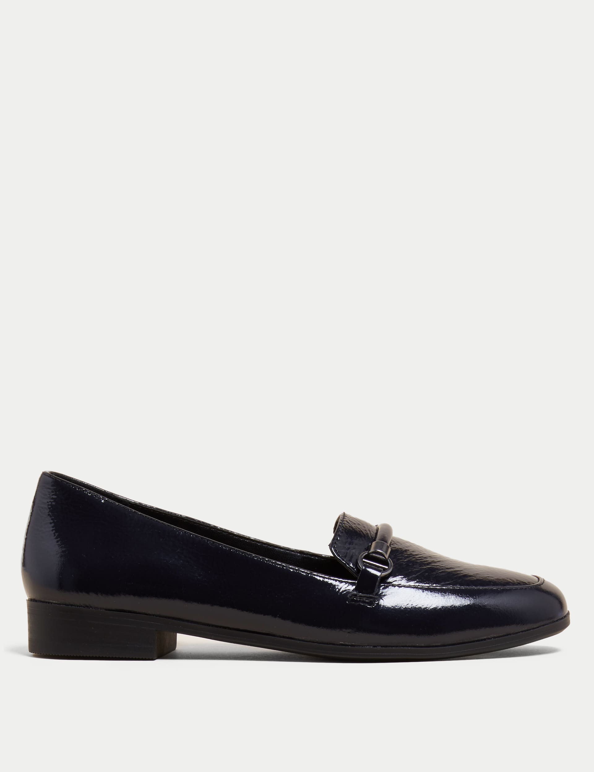 M&S Women's Leather Flat Loafers - 5.5 - Navy, Navy,Black