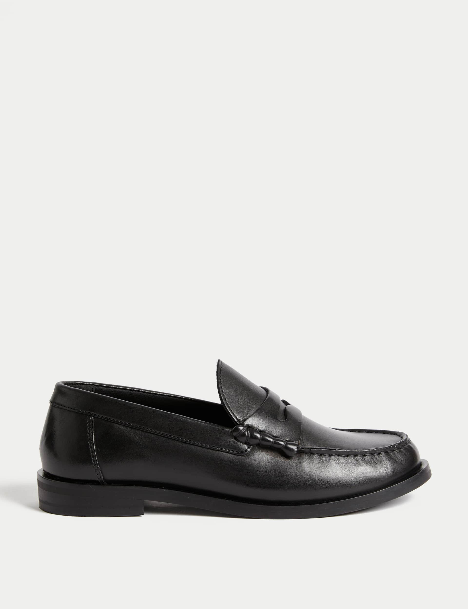 M&S Women's Leather Loafers - 5 - Black, Black