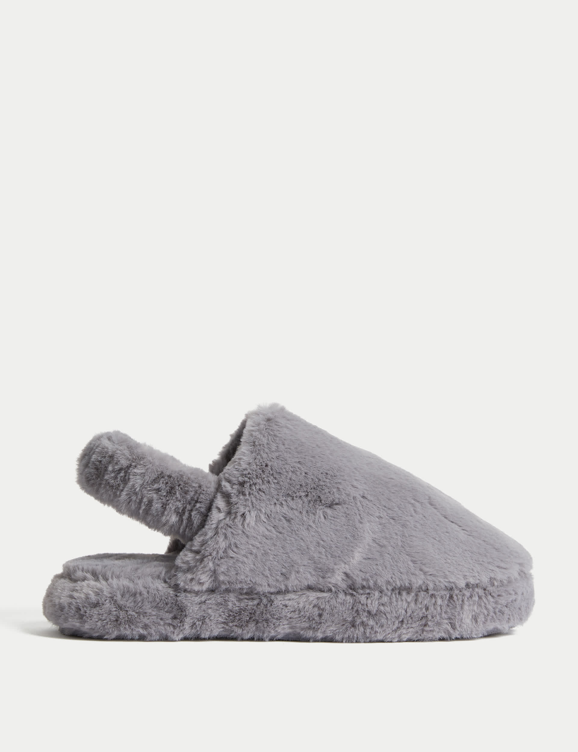 M&S Women's Faux Fur Slippers with Freshfeet - 7 - Grey, Cream,Grey