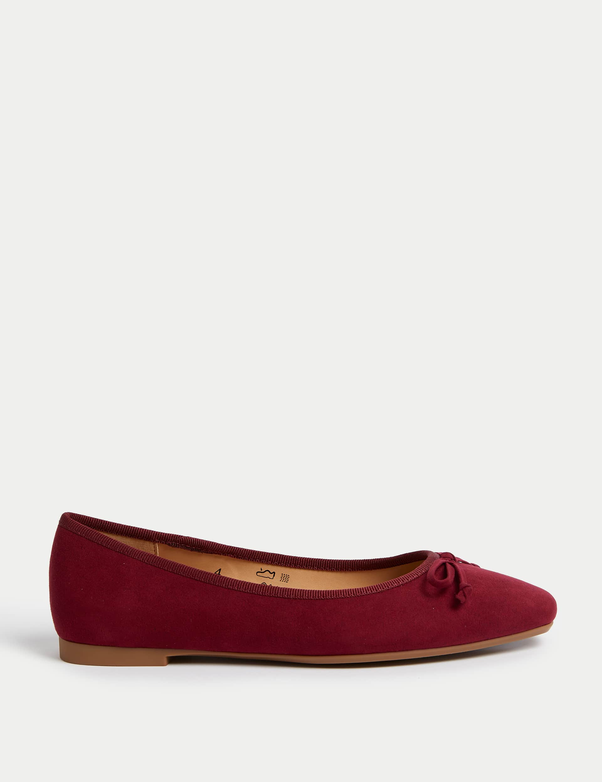 M&S Women's Bow Flat Ballet Pumps - 3.5 - Dark Red, Dark Red