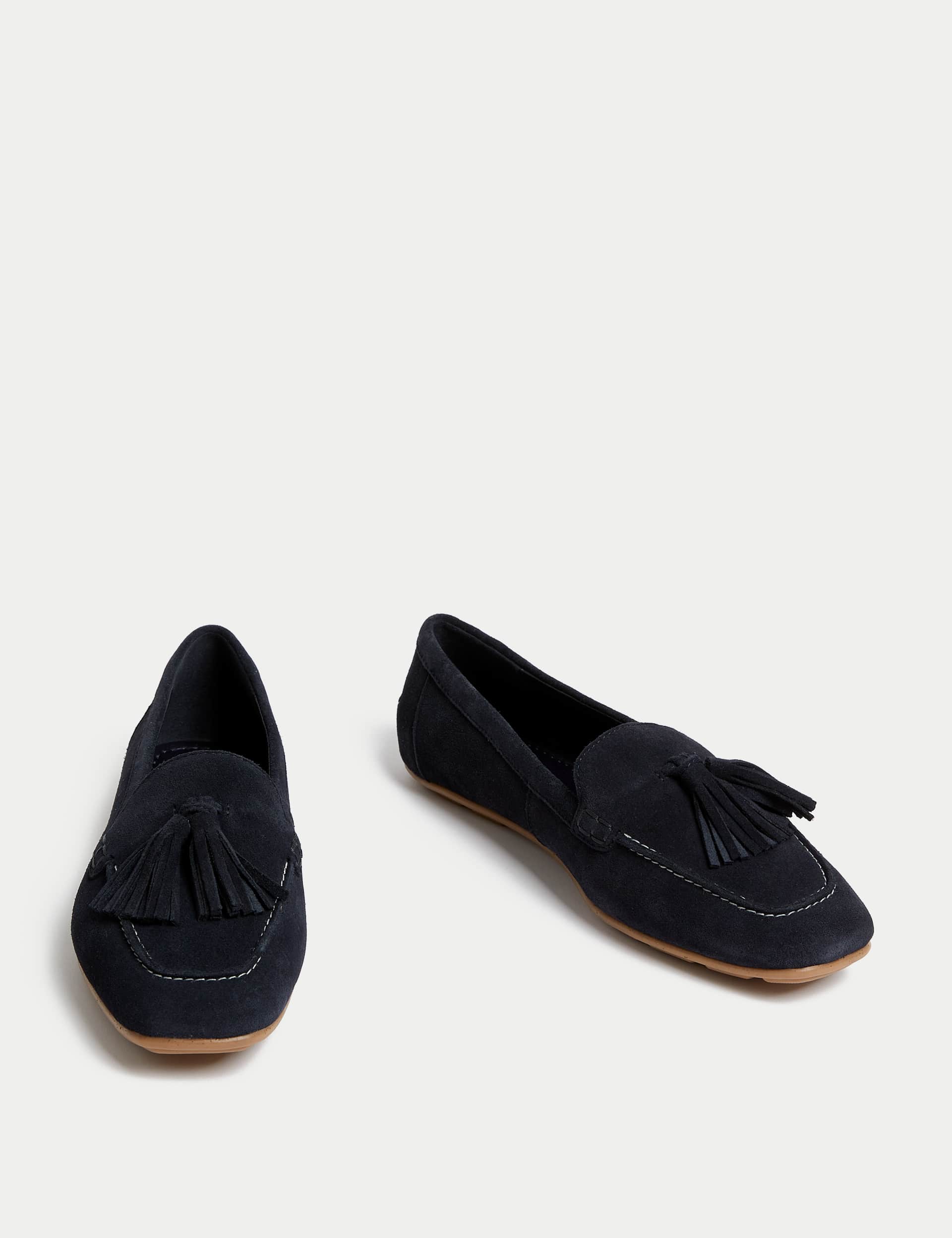 M&S Women's Wide Fit Suede Tassel Flat Boat Shoes