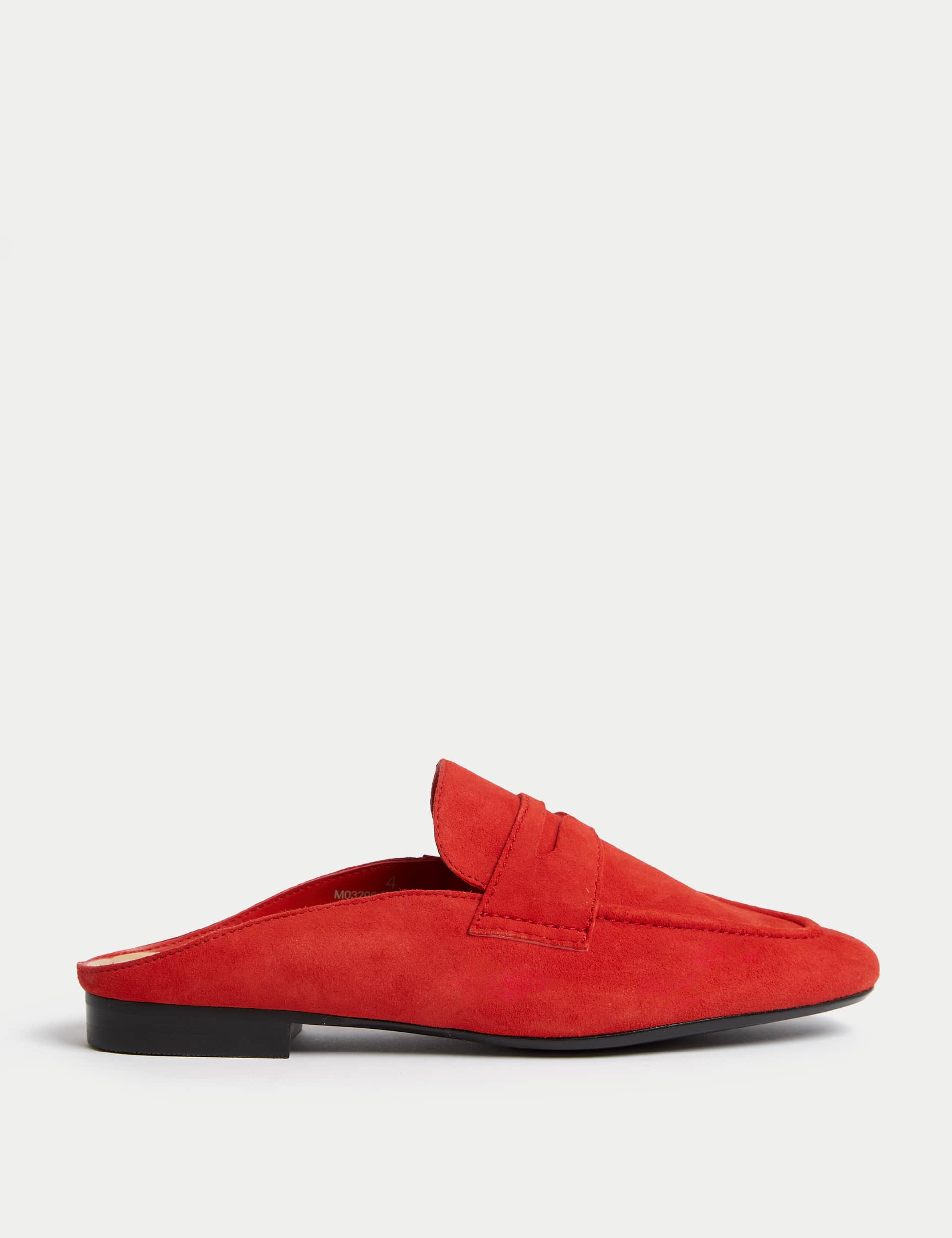 M&S Women's Suede Slip On Flat Mules - 6 - Red, Beige,Red