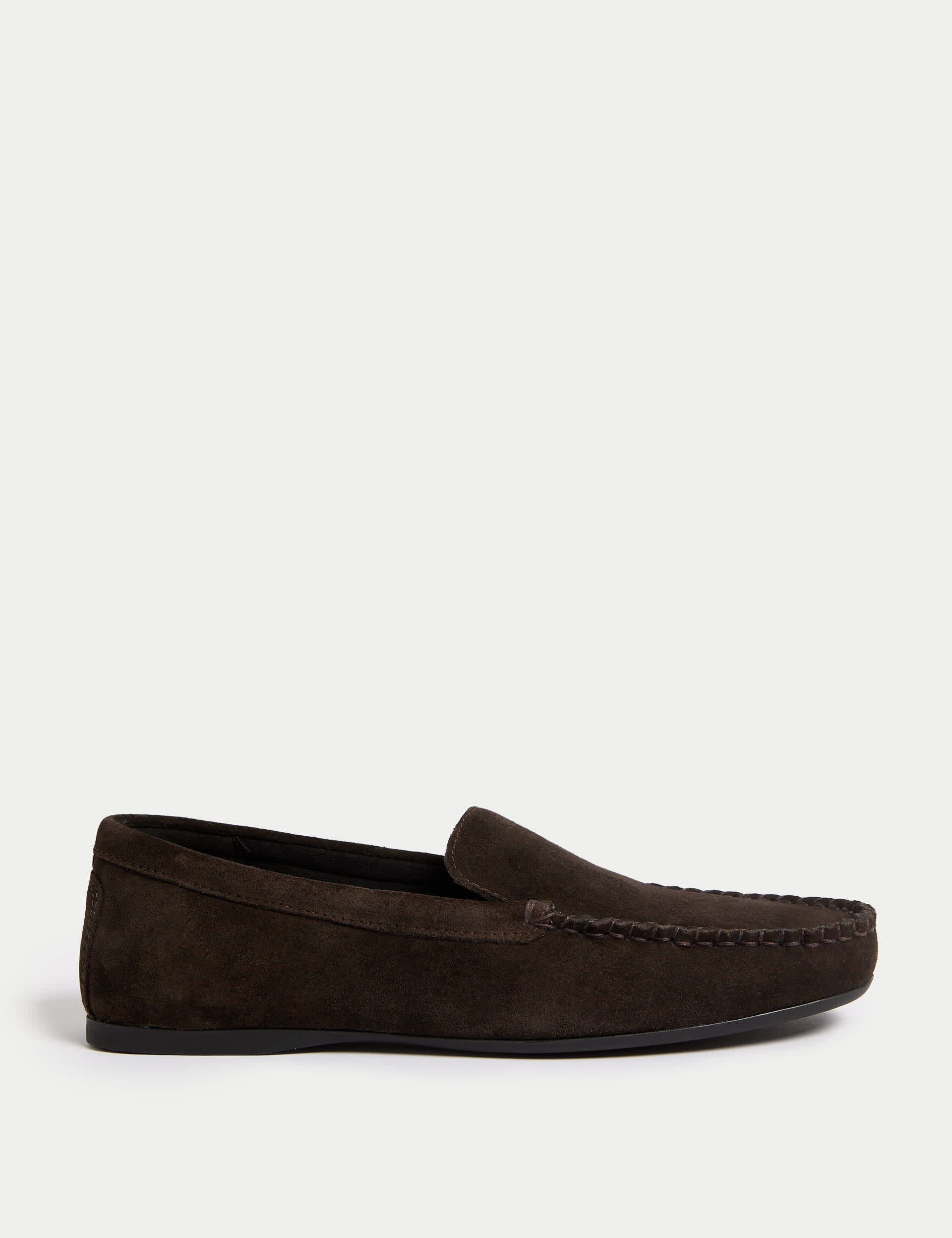 M&S Collection Women's Suede Flat Loafers - 6 - Brown, Black,Brown