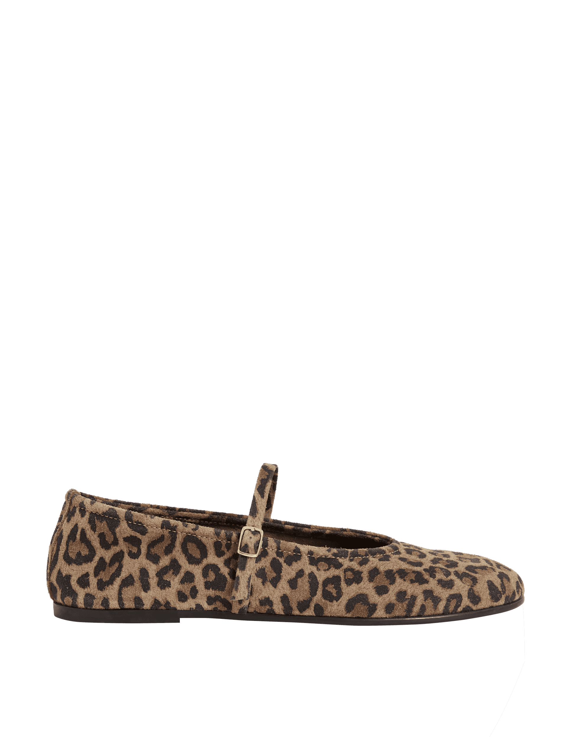 M&S Collection Women's Leather Leopard Print Mary Jane Ballet Pumps - 3 - Brown Mix, Brown Mix