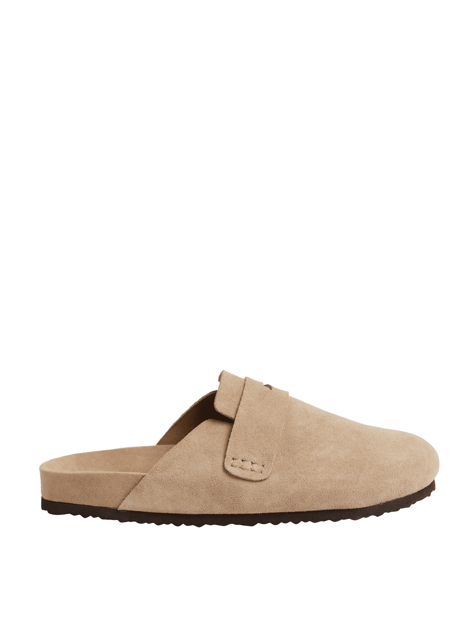 M&S Collection Women's Suede Slip On Flat Clogs - 6 - Sand, Sand,Olive