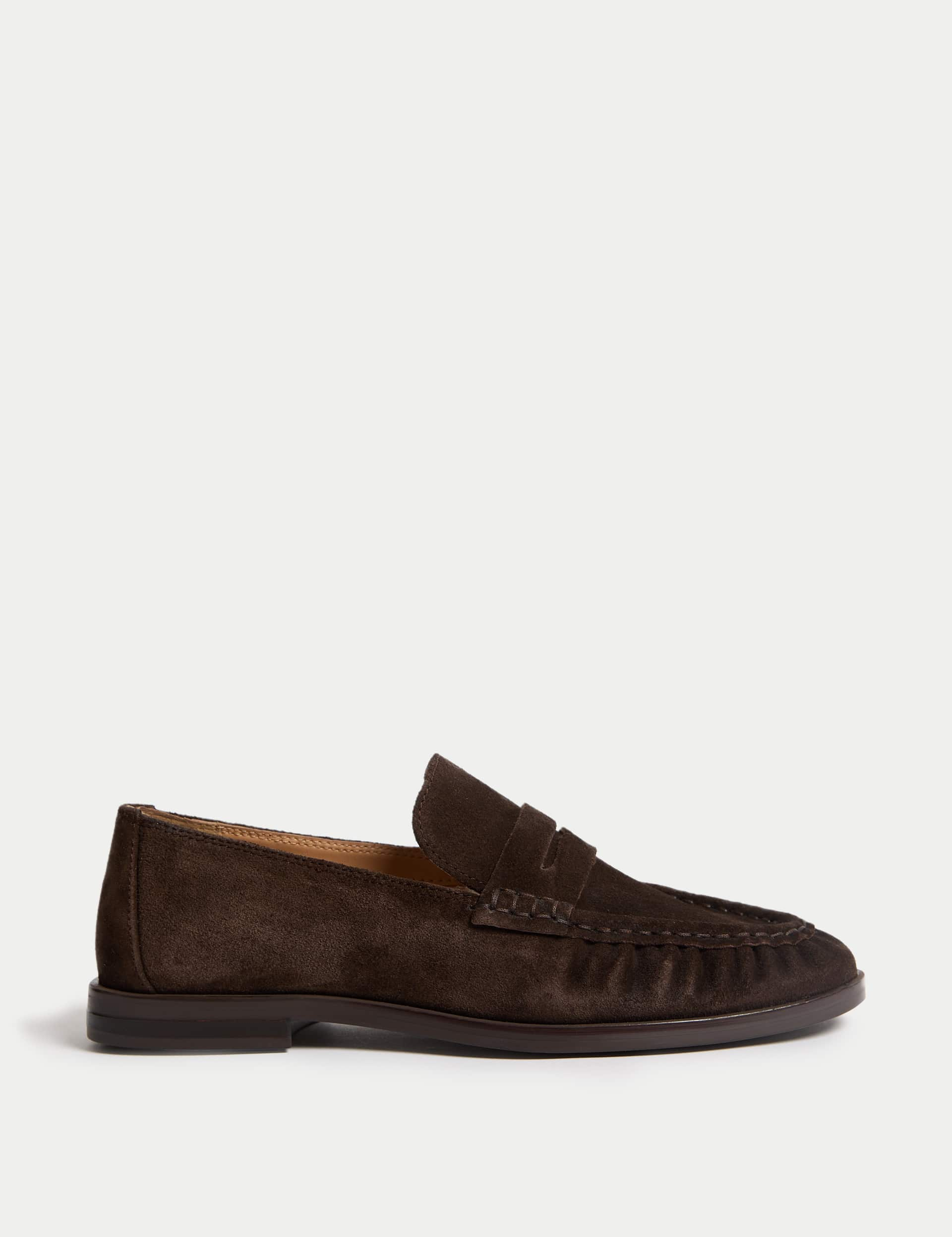 M&S Collection Women's Suede Loafers - 6 - Chocolate, Chocolate,Taupe