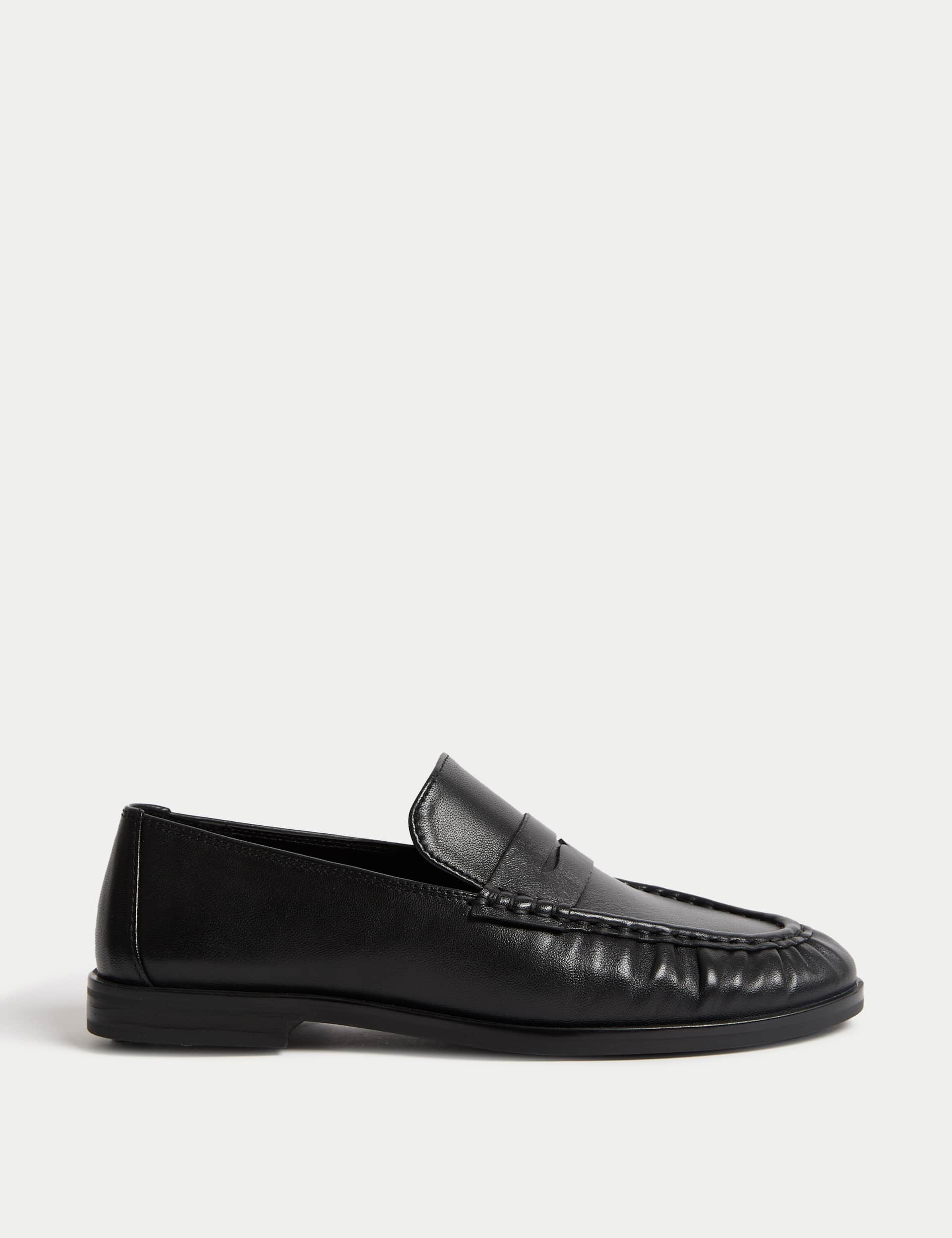 M&S Collection Women's Leather Loafers - 6 - Black, Black