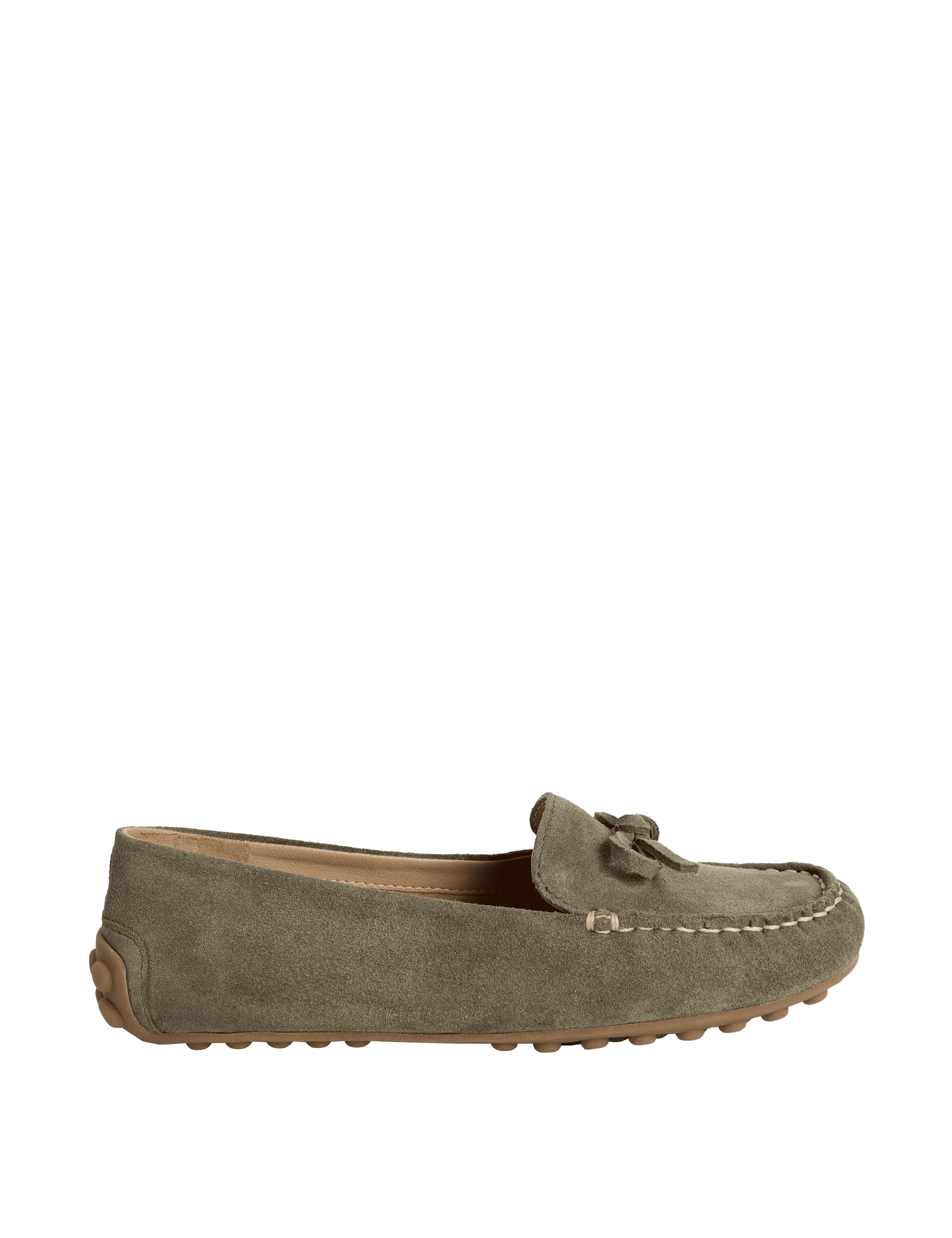 M&S Collection Women's Suede Slip On Flat Loafers - 6 - Khaki, Khaki,Sand