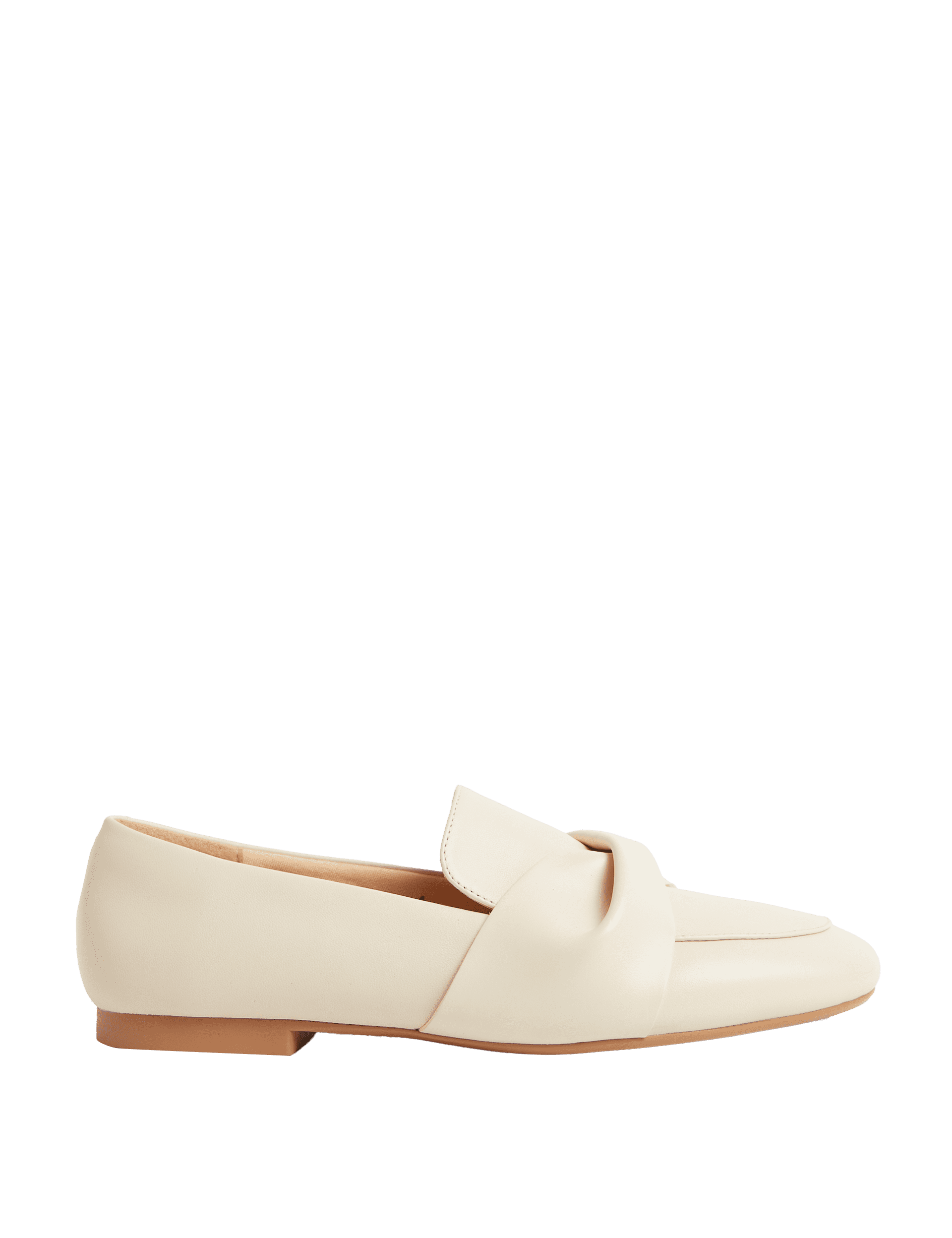 M&S Collection Women's Leather Bow Slip On Flatform Loafers - 6 - Cream, Cream