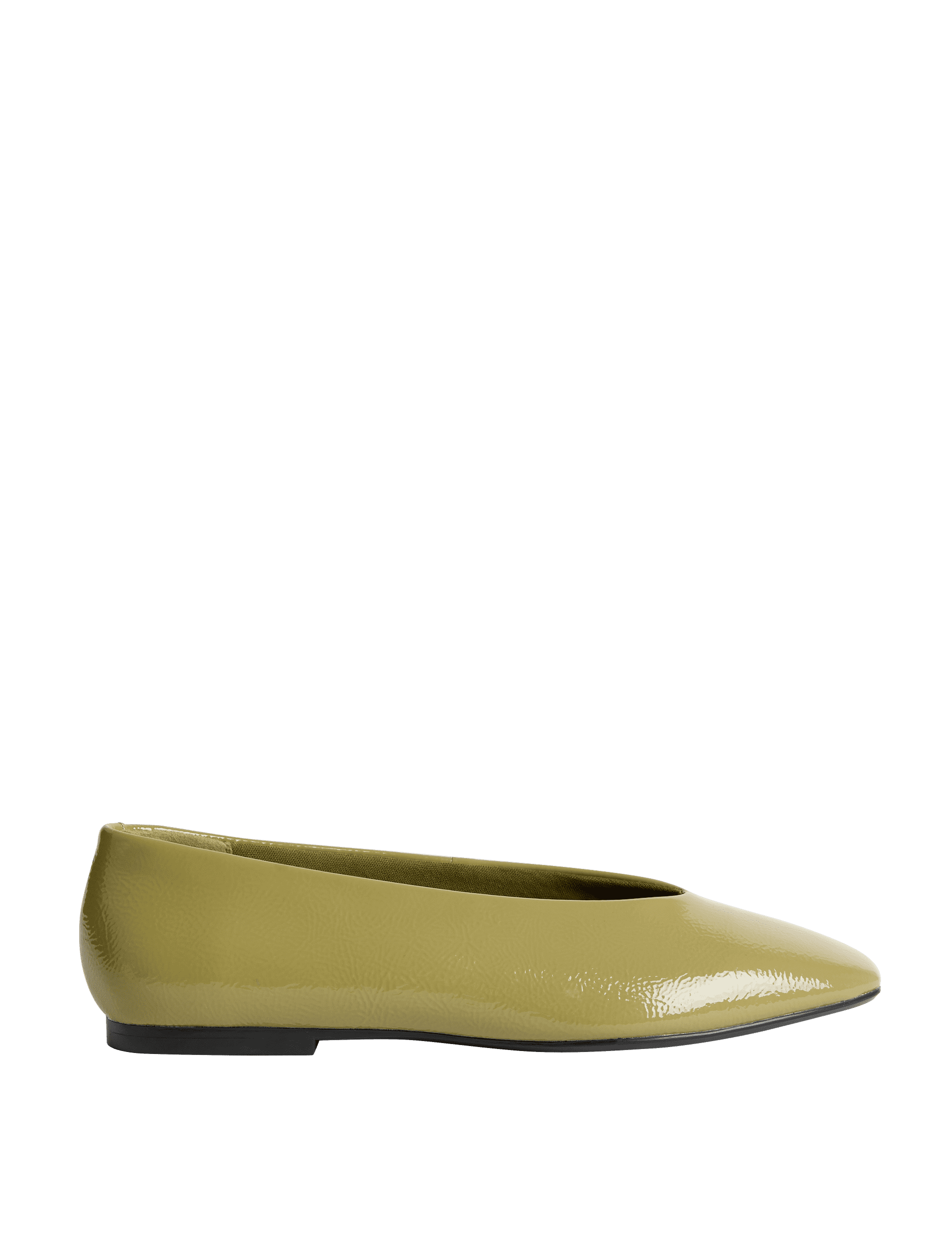 M&S Collection Women's Leather Flat Ballet Pumps - 5.5 - Green, Green