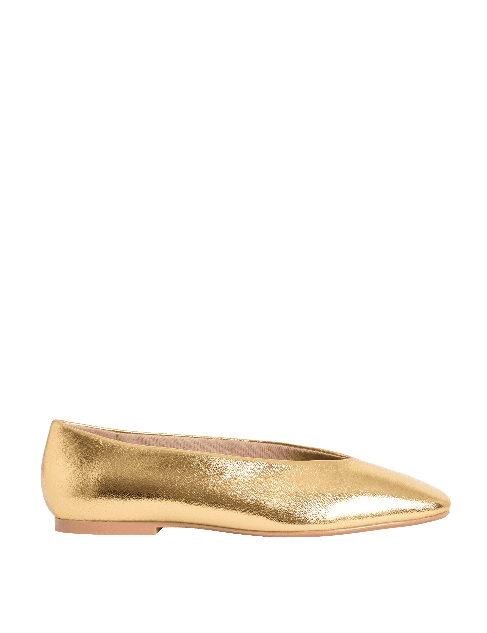 M&S Collection Women's Leather Slip On Flat Ballet Pumps - 6 - Gold, Gold,Tan,Light Blue,Opaline