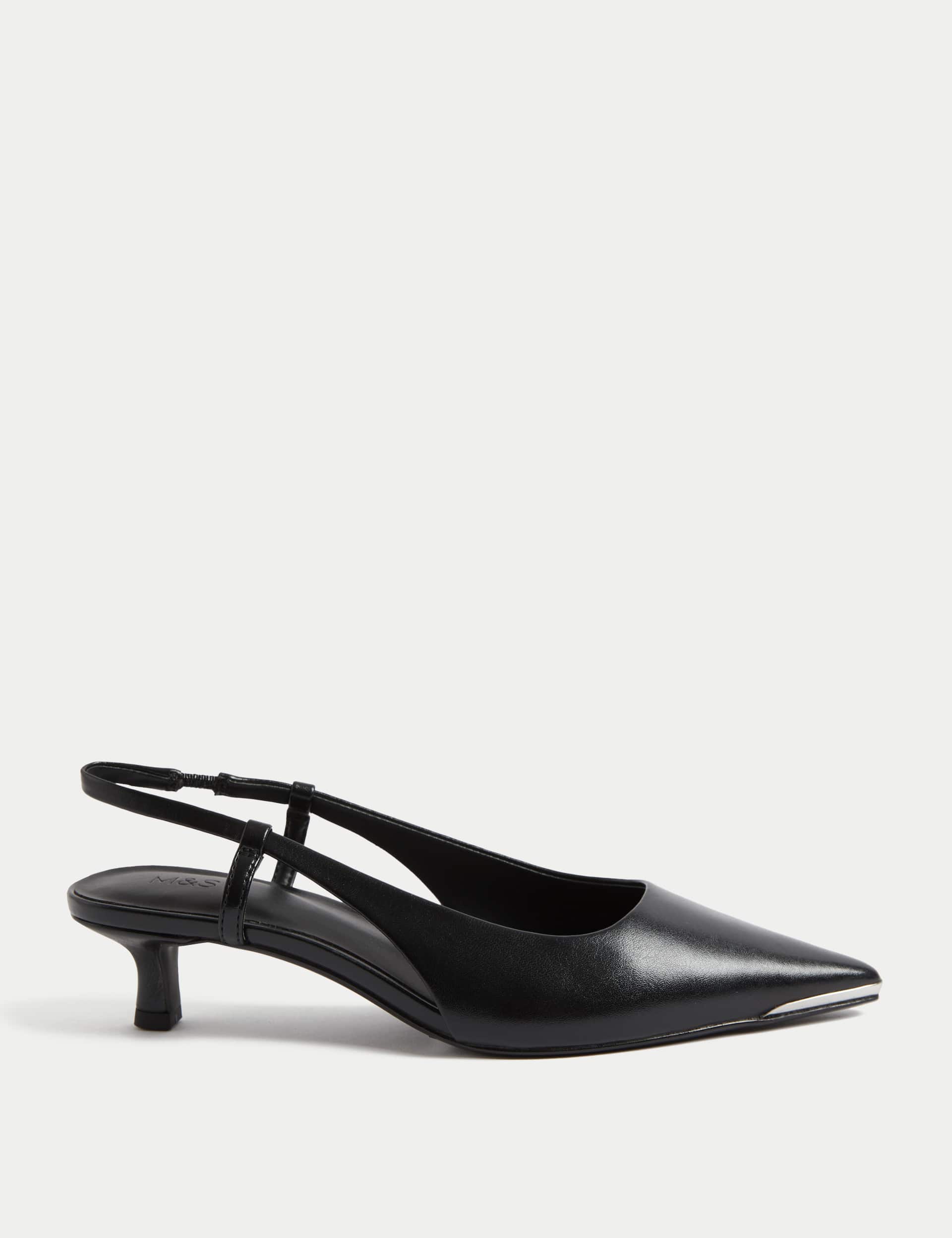 M&S Women's Kitten Heel Pointed Slingback Shoes
