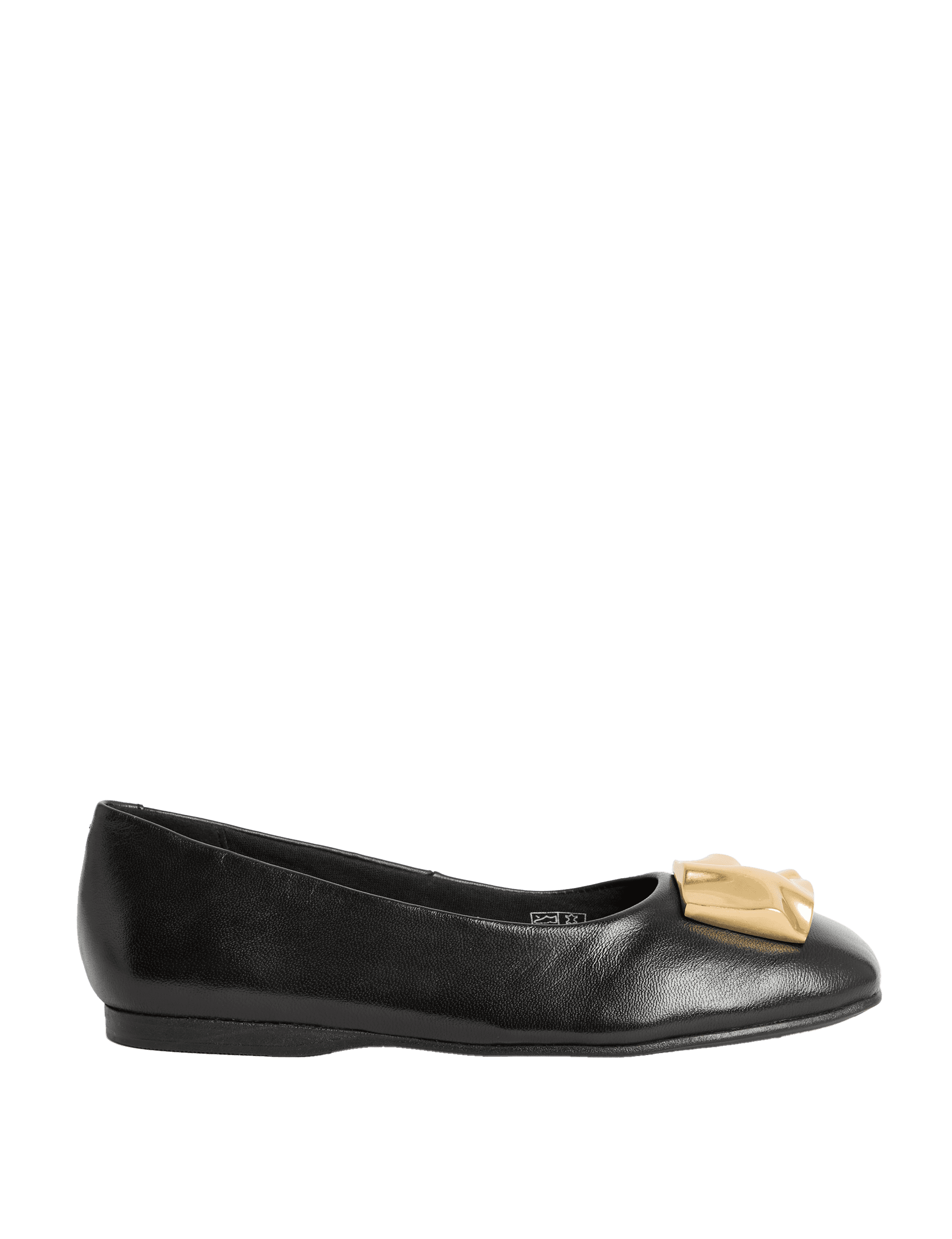 M&S Collection Women's Leather Trim Ballet Pumps - 5 - Black, Black