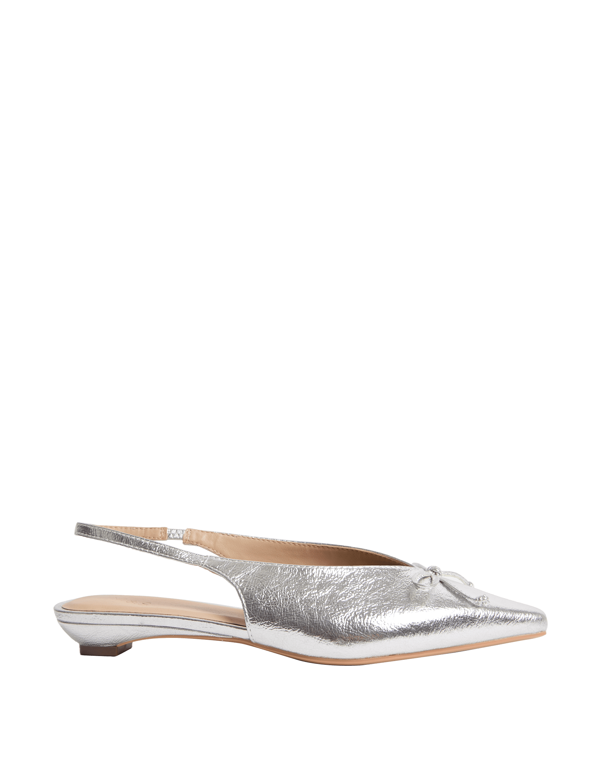 M&S Collection Women's Bow Wedge Slingback Shoes - 6 - Silver, Silver,Black