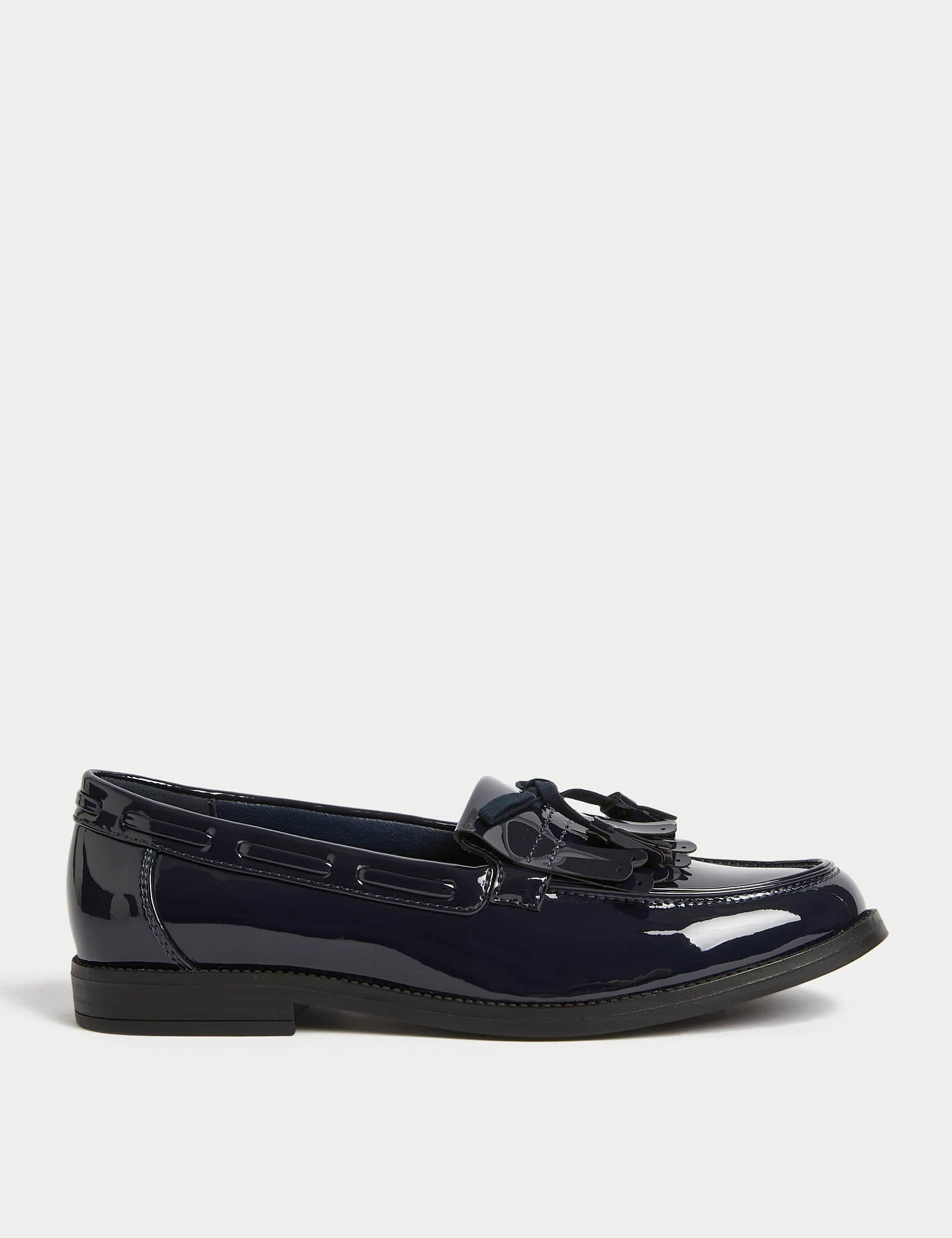 M&S Women's Tassel Bow Loafers - 7 - Navy, Black Patent,Walnut,Navy