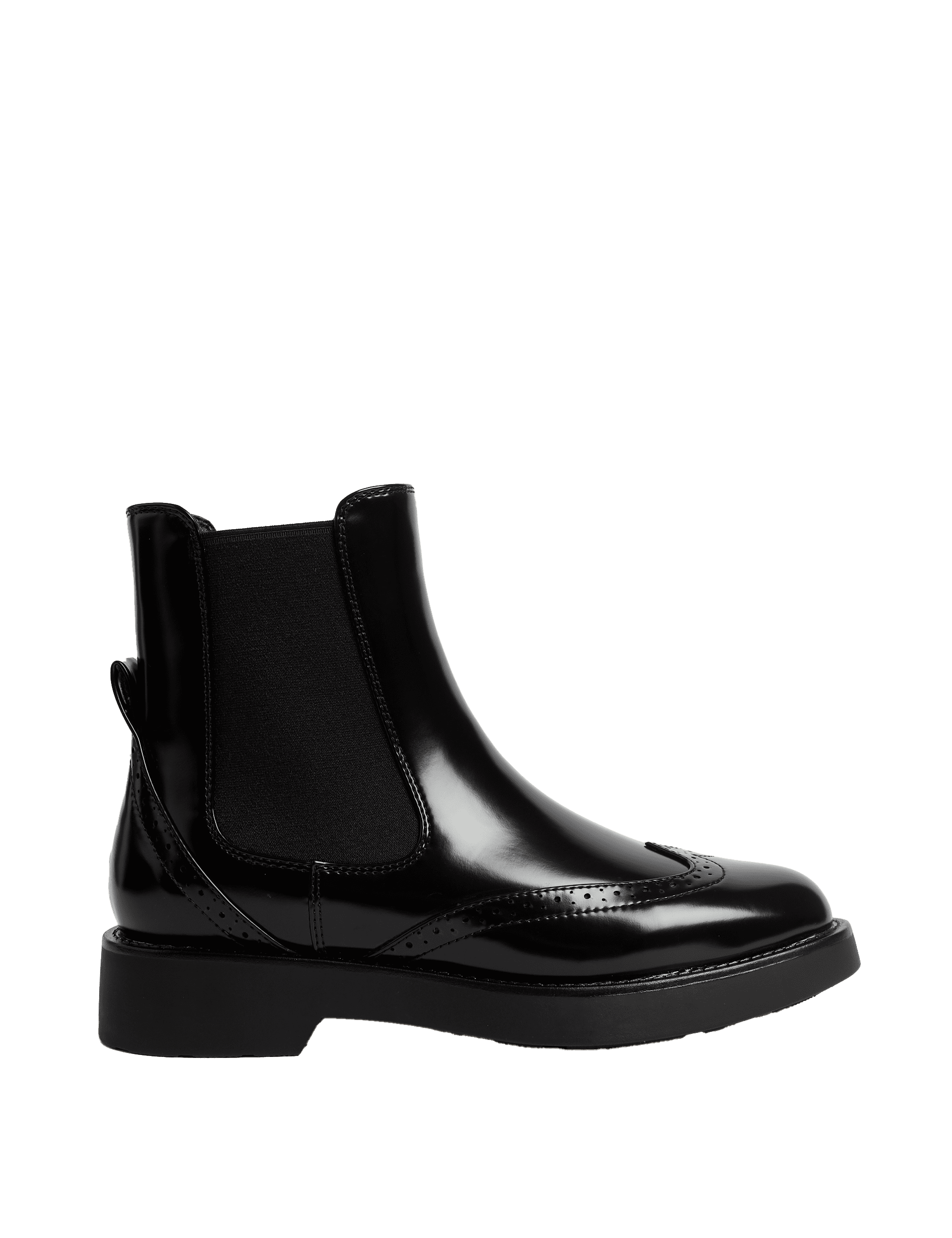 M&S Collection Women's Chelsea Brogue Detail Flatform Boots - 5 - Black, Black