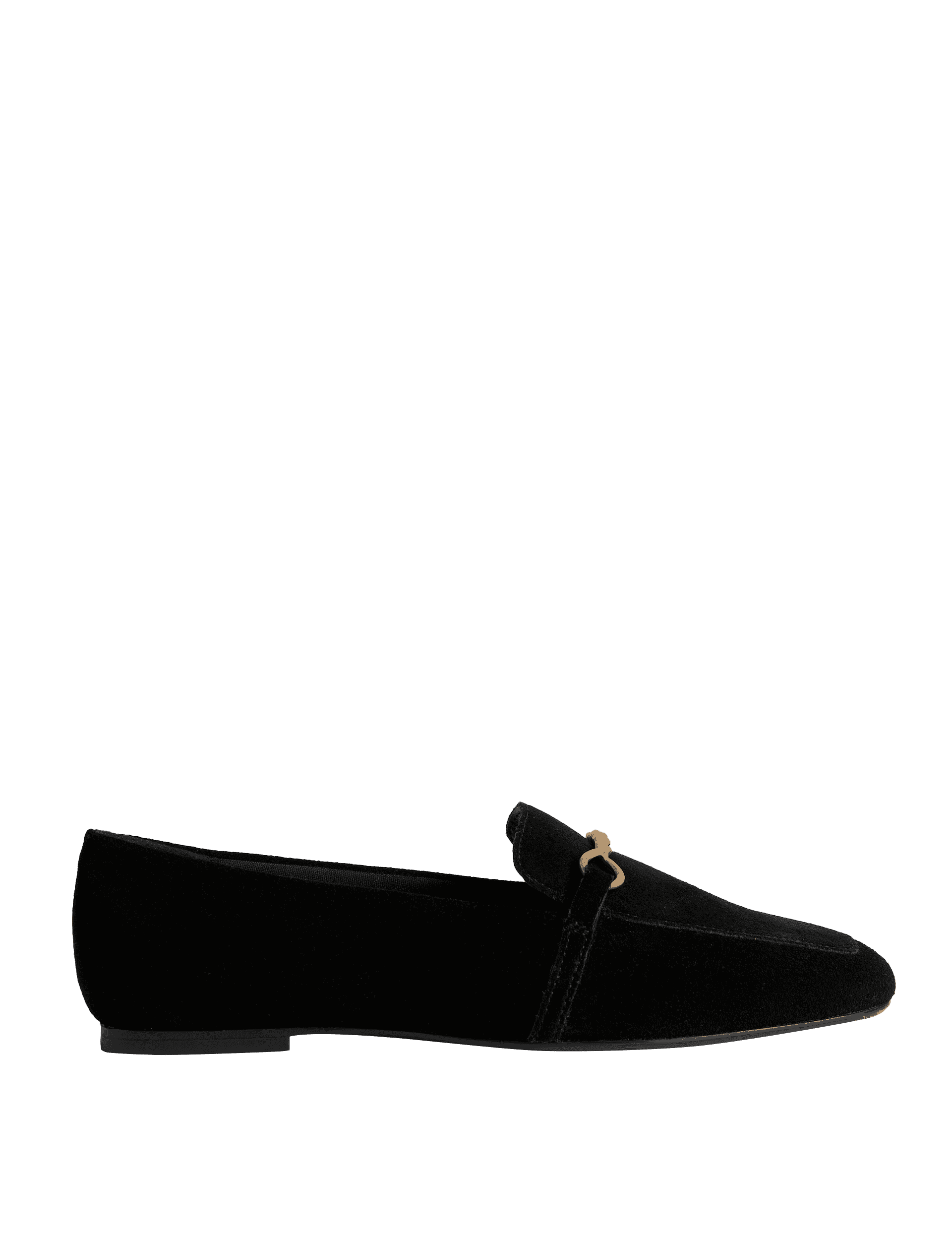 M&S Collection Women's Suede Chain Detail Flat Loafers - 5 - Black, Black,Taupe