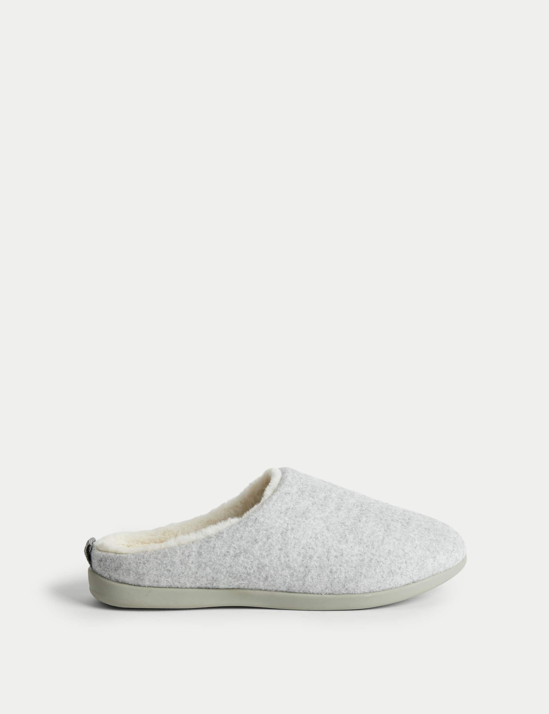 M&S Women's Mule Slippers with Secret Support - 6 - Grey Mix, Grey Mix,Oatmeal