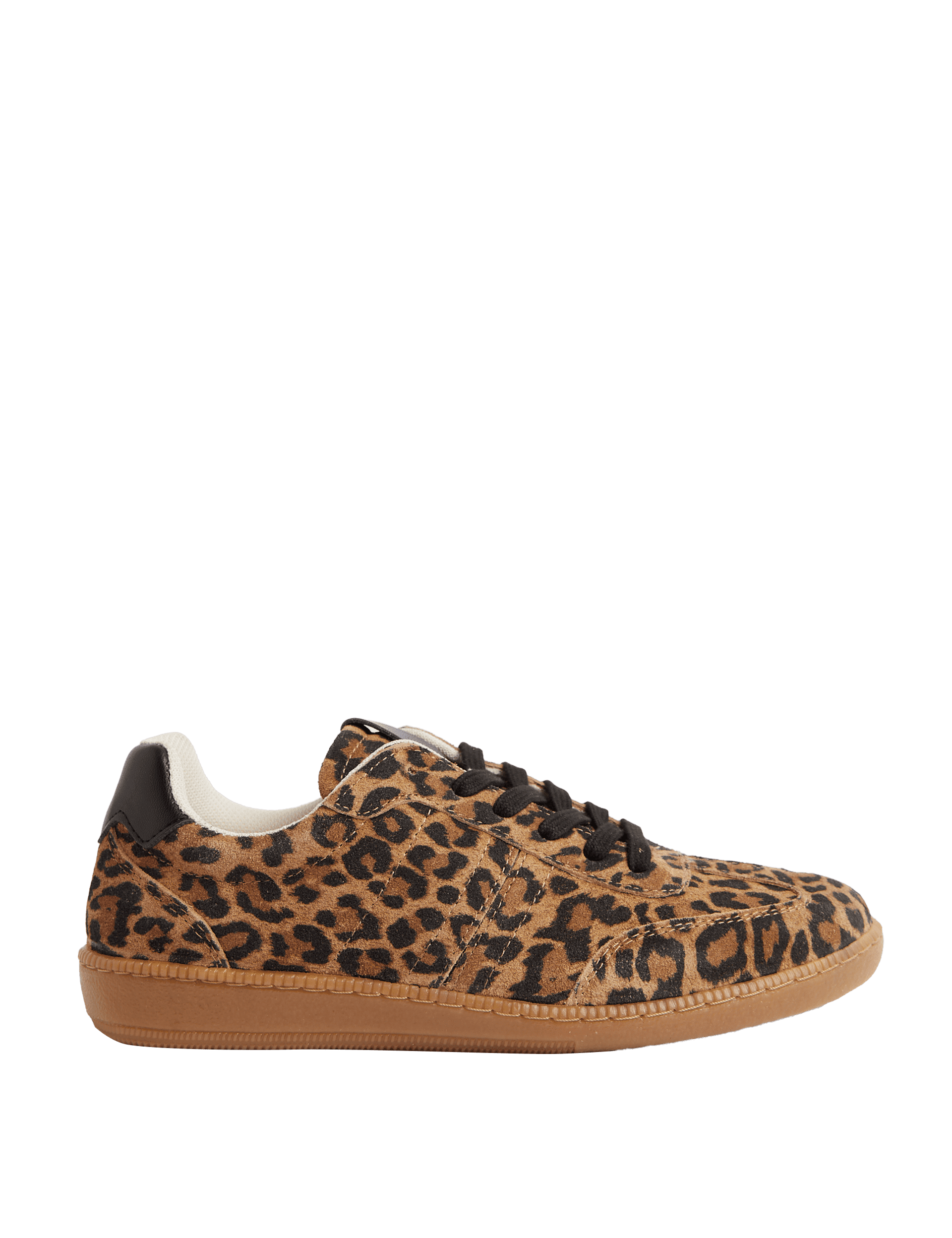 M&S Collection Women's Leather Leopard Print Trainers - 5 - Brown Mix, Brown Mix