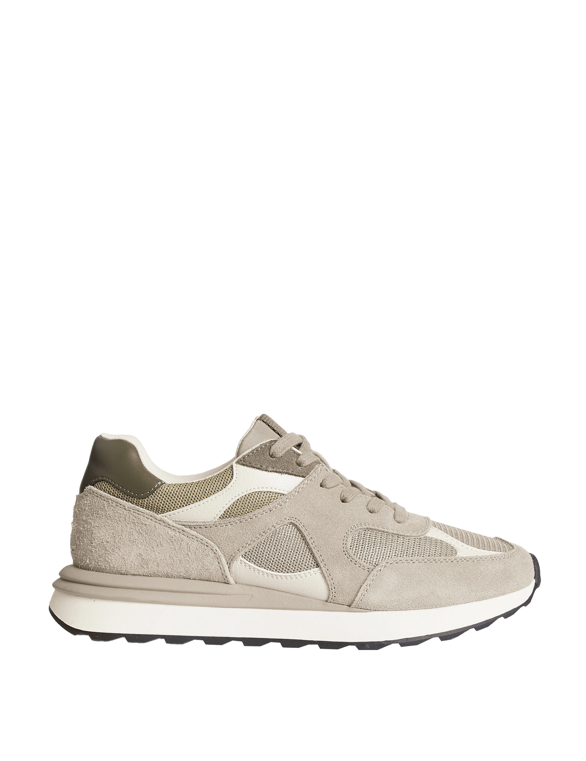 M&S Collection Women's Suede Mesh Detail Trainers - 6 - Grey Mix, Grey Mix