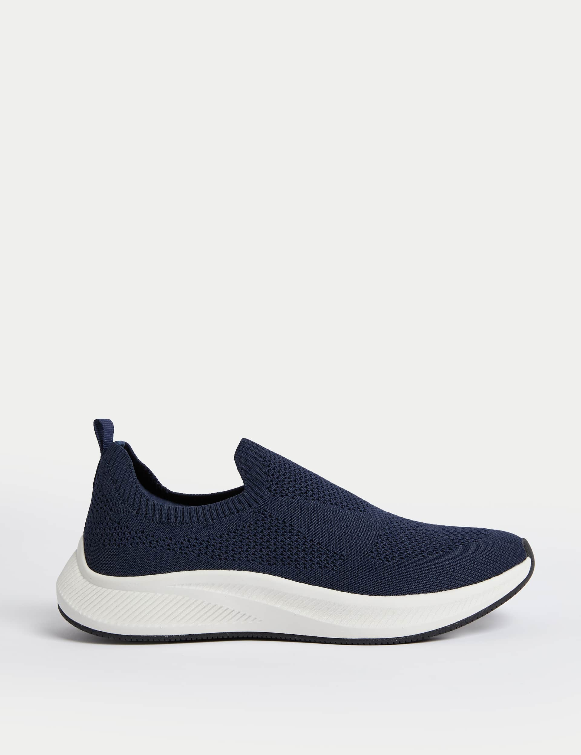 M&S Women's Knitted Slip On Trainers - 6 - Navy Mix, Black/Black,Navy Mix,Black Mix,Grey Mix