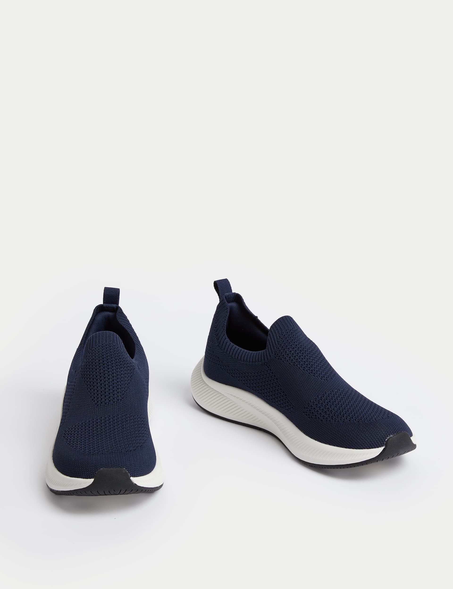 M&S Collection Women's Knitted Slip On Trainers - 5 - Navy Mix, Black/Black,Navy Mix,Black Mix,Grey 