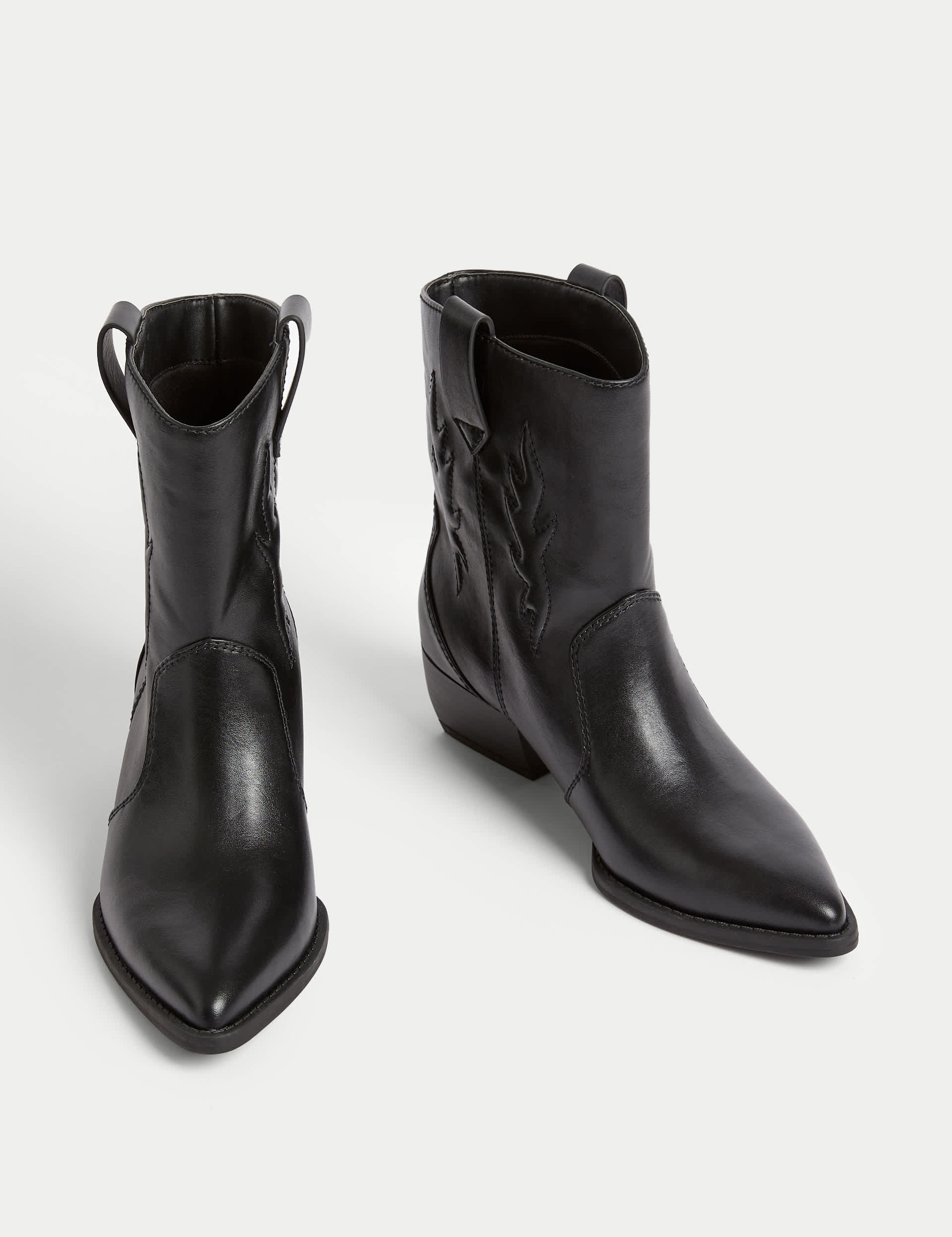 M&S Women's Cowboy Block Heel Boots