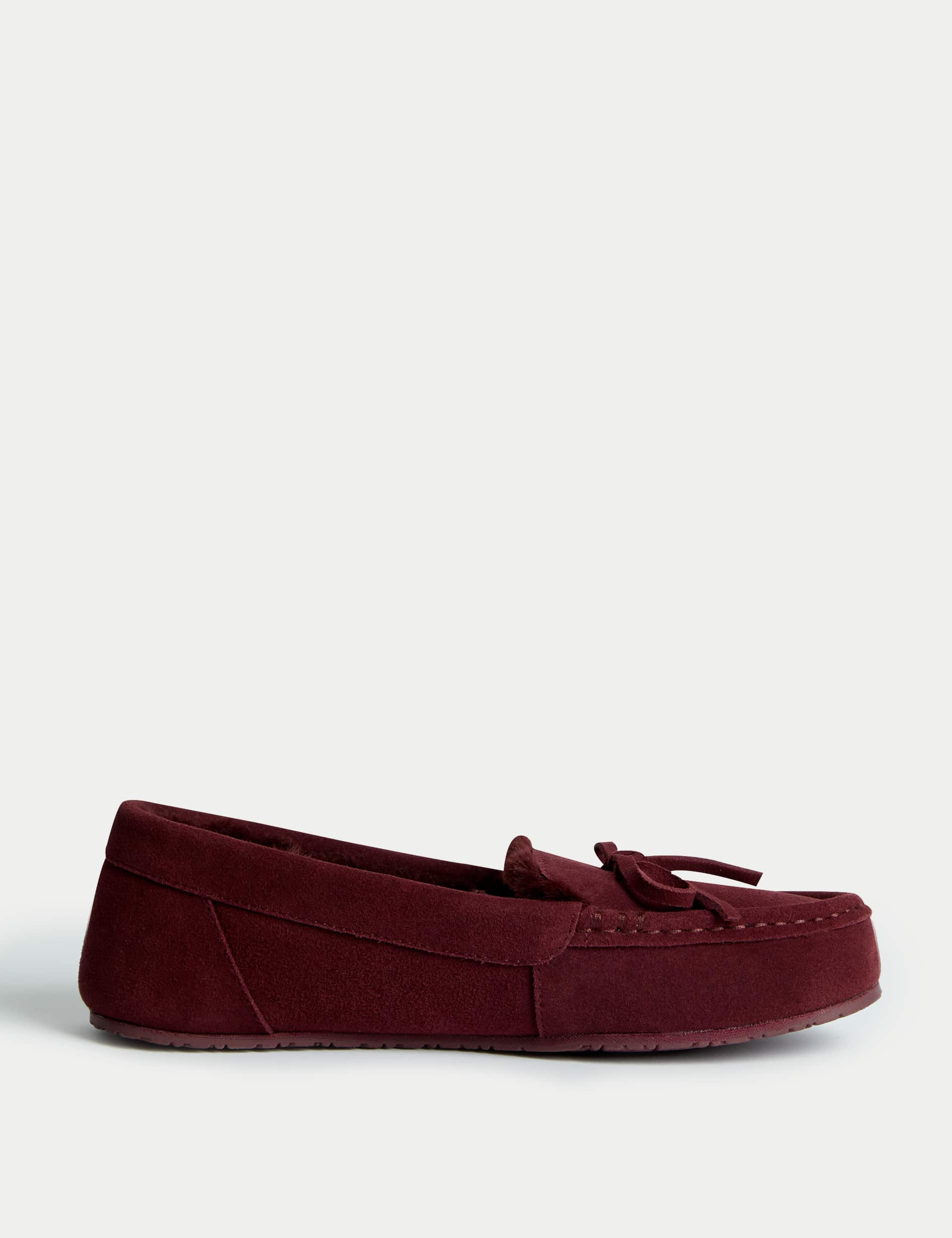 M&S Women's Suede Moccasin Slippers - 6 - Burgundy, Mink,Dark Sage,Midnight Navy,Chestnut,Burgundy