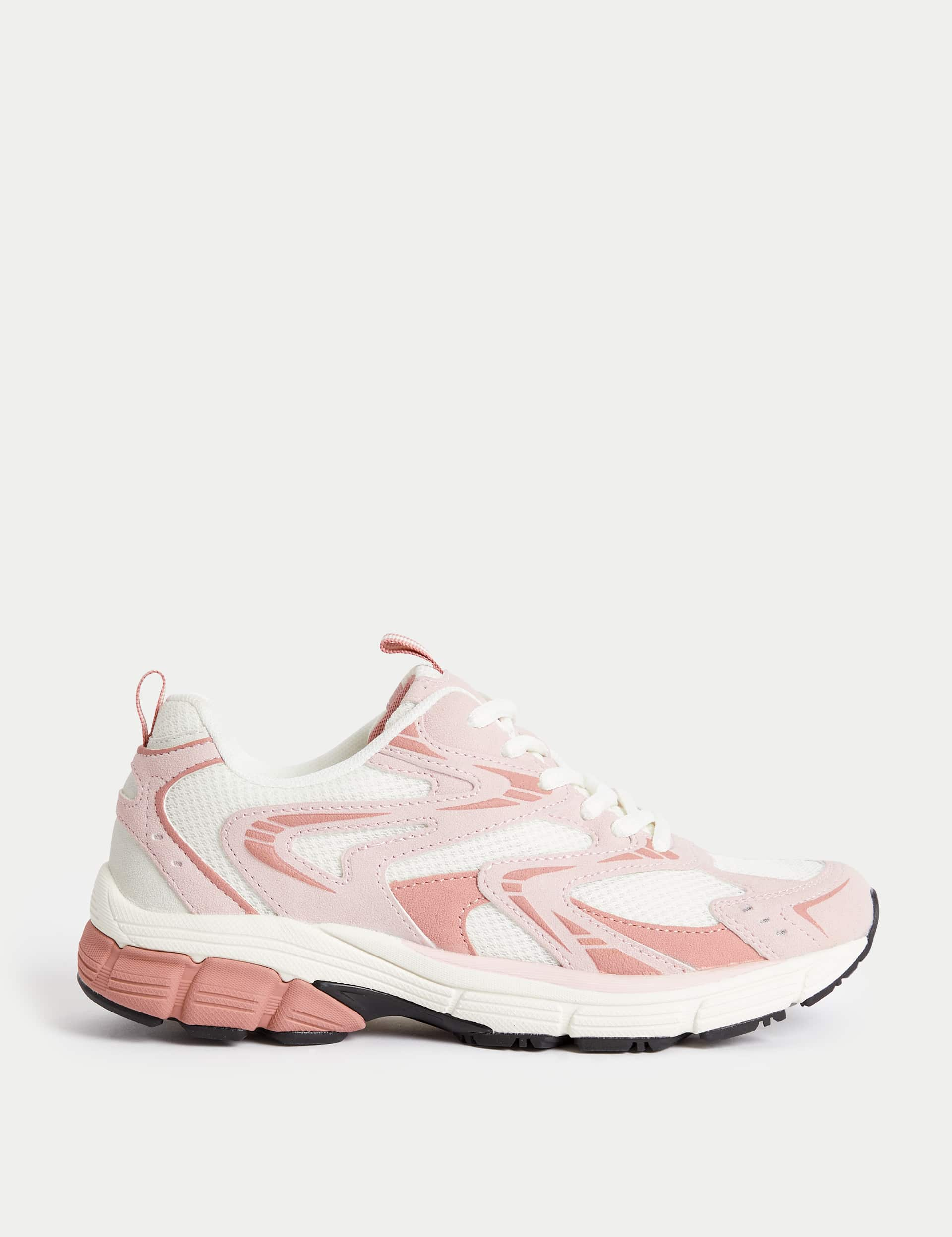 M&S Collection Women's Mesh Detail Chunky Trainers - 6 - Pink Mix, Pink Mix,Cream Mix