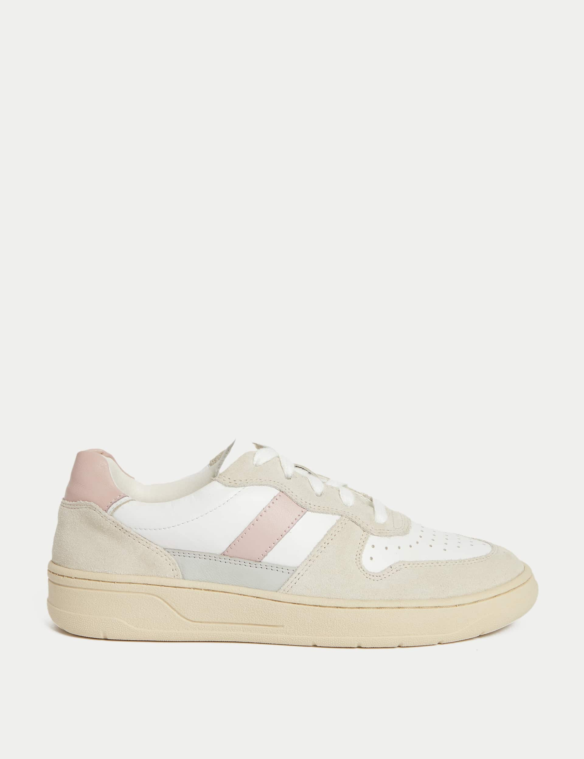 M&S Collection Women's Leather Side Detail Trainers - 6 - Pale Pink Mix, Pale Pink Mix