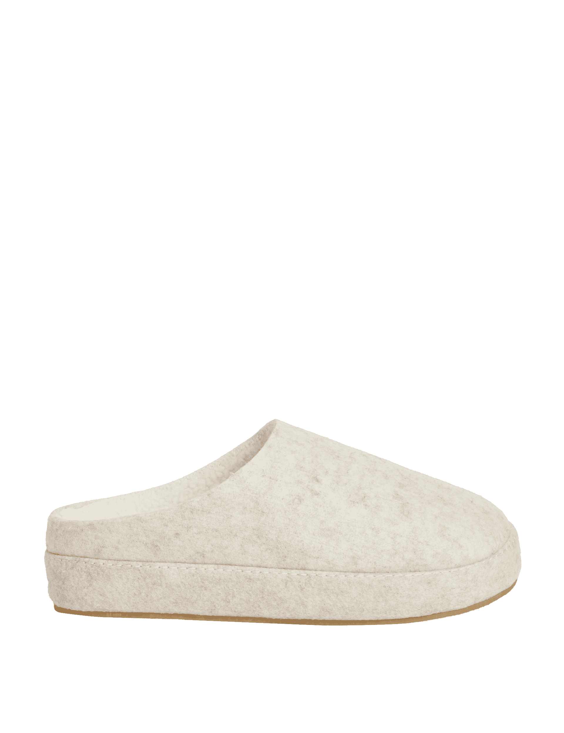 M&S Collection Women's Felt Platform Round Toe Mule Slippers - 6 - Stone, Stone,Light Grey