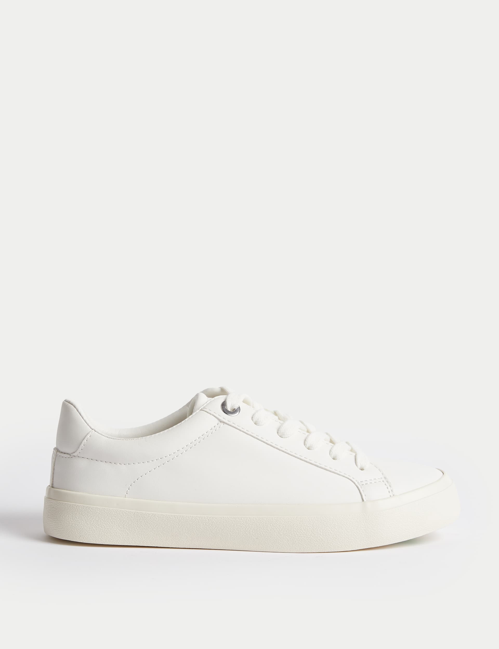 M&S Women's Lace Up Trainers - 6 - White, White,Black