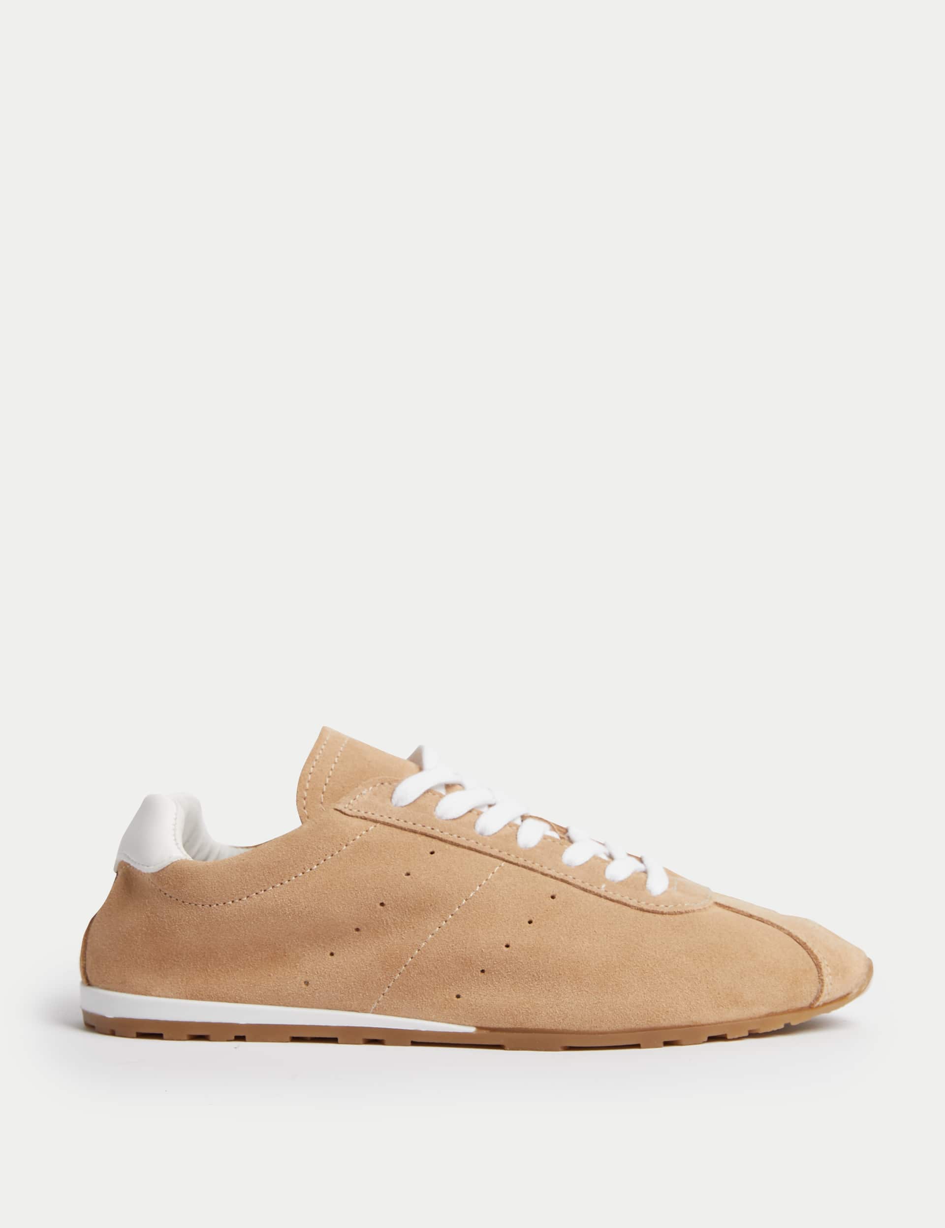 M&S Women's Unlined Suede Lace Up Trainers