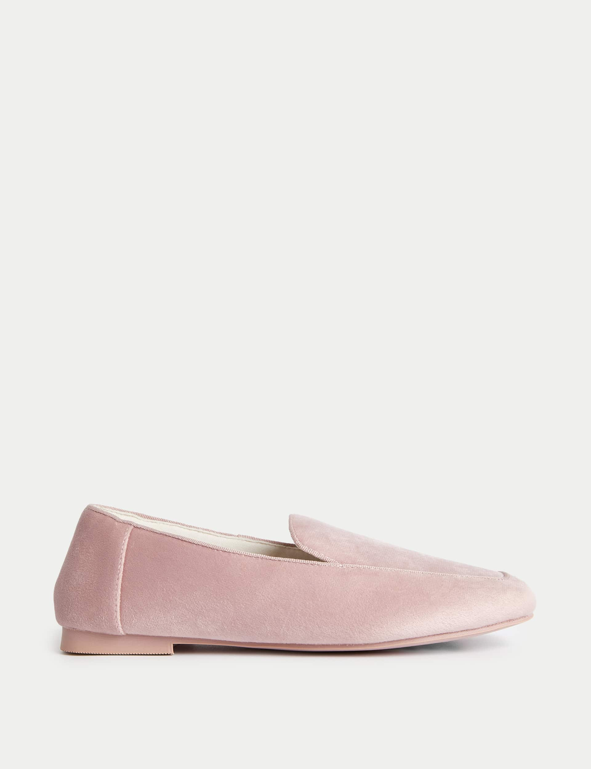 M&S Women's Velvet Moccasin Slippers - 7 - Dusty Pink, Dusty Pink