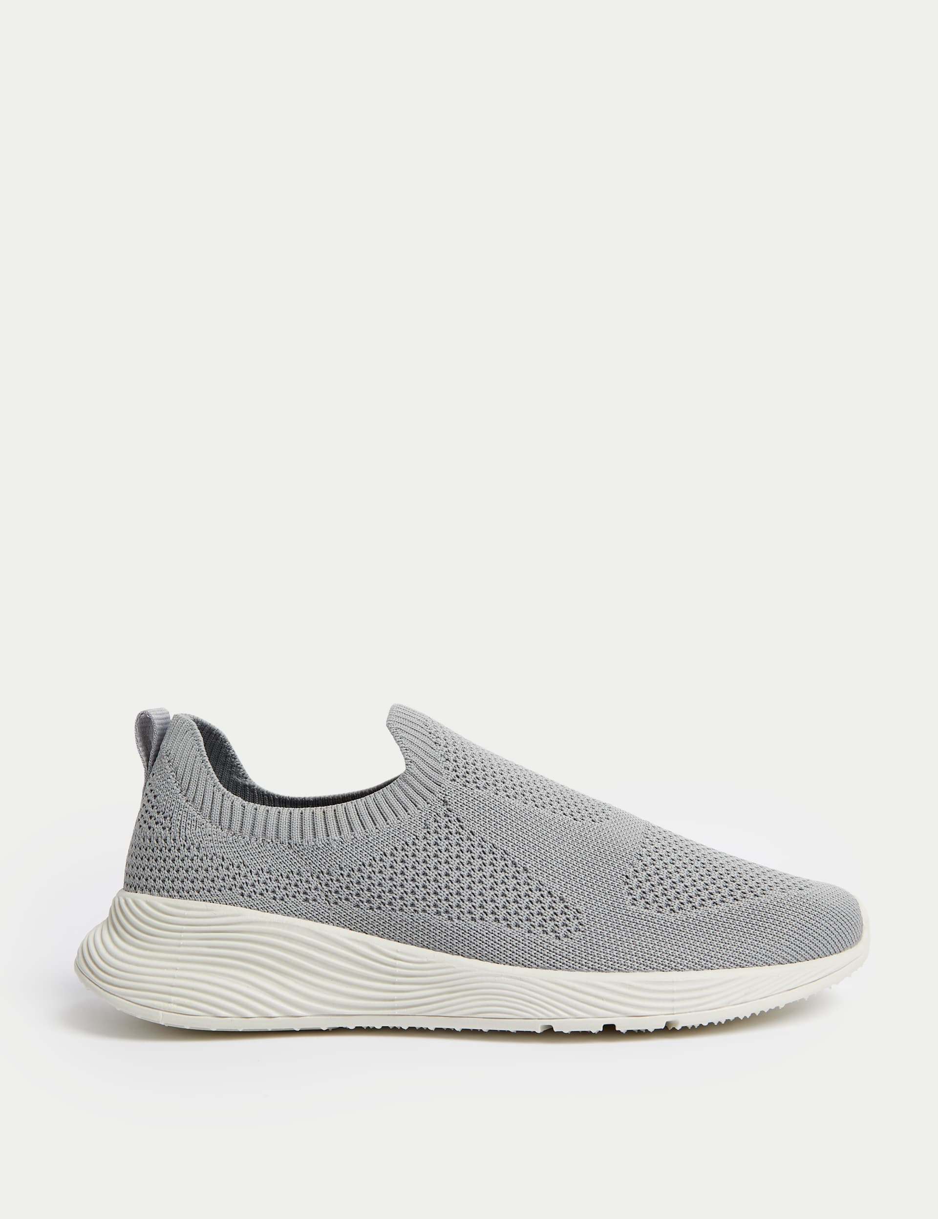 M&S Women's Knitted Slip On Trainers - 5.5 - Grey, Grey